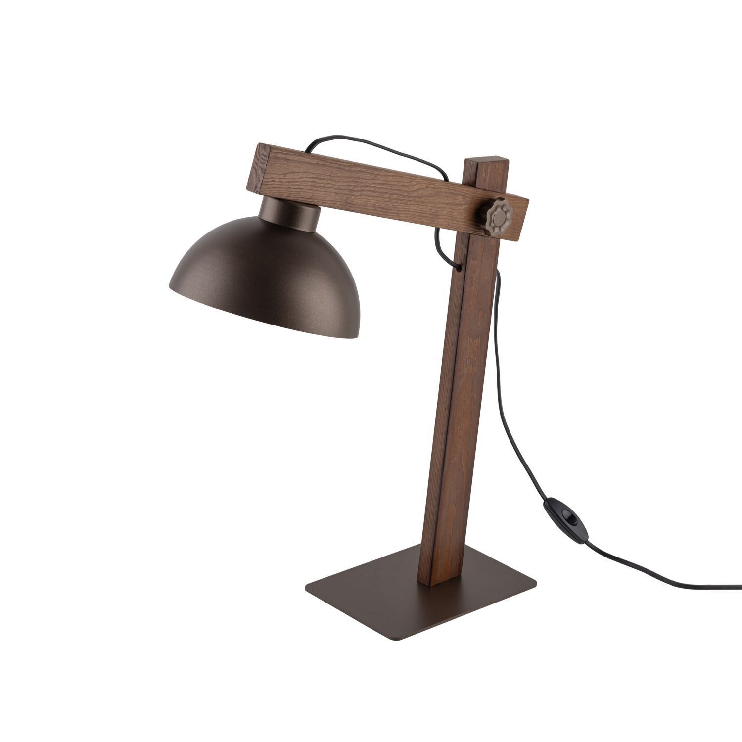 Lampe de table articulée 52 cm de haut bois métal E27 réglable