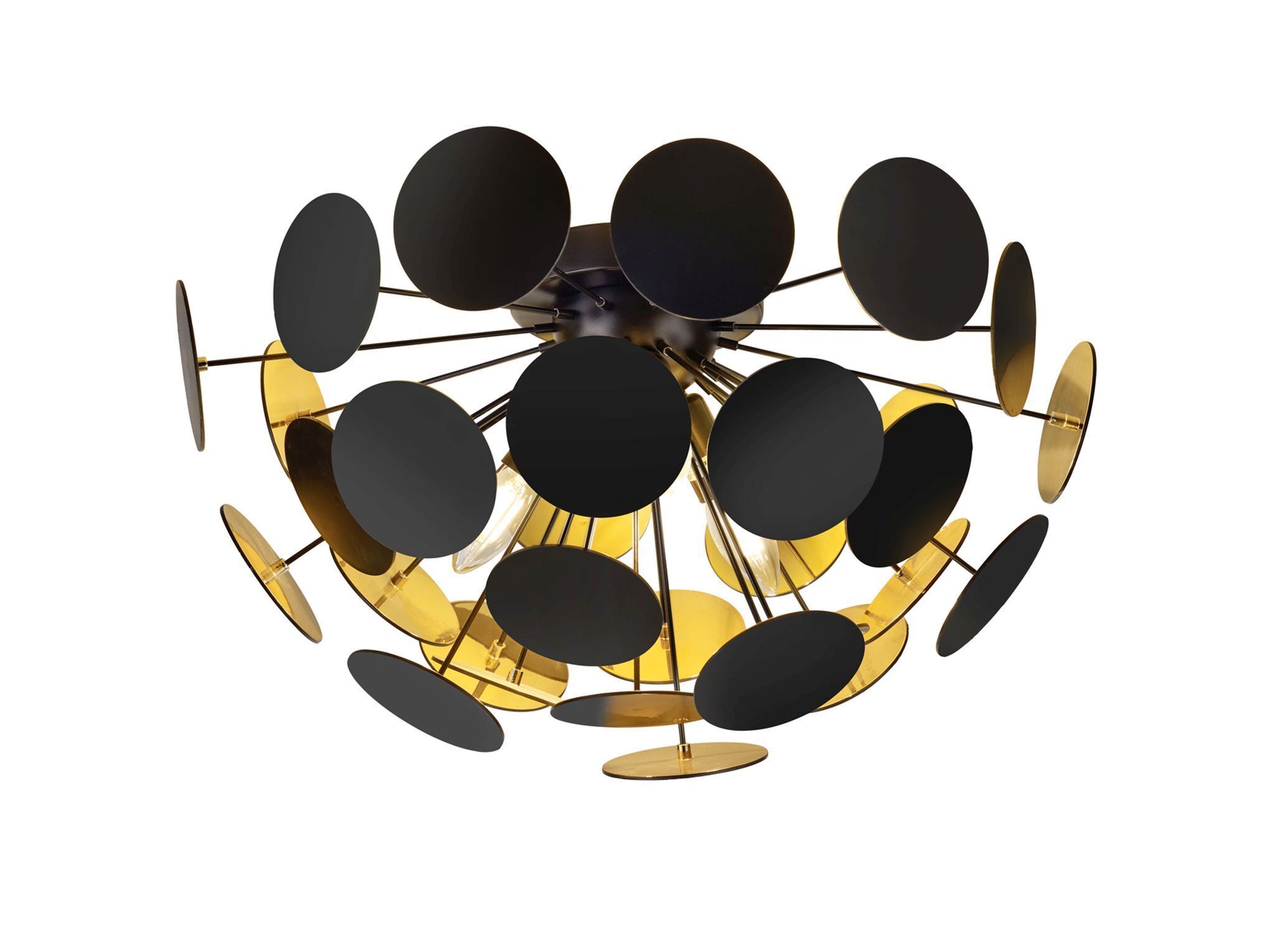Stilvolle Deckenlampe Metall Schwarz Gold E14 3-flammig Deckenventilator, Gerät, Elektrisches Gerät, Kronleuchter, Lampe