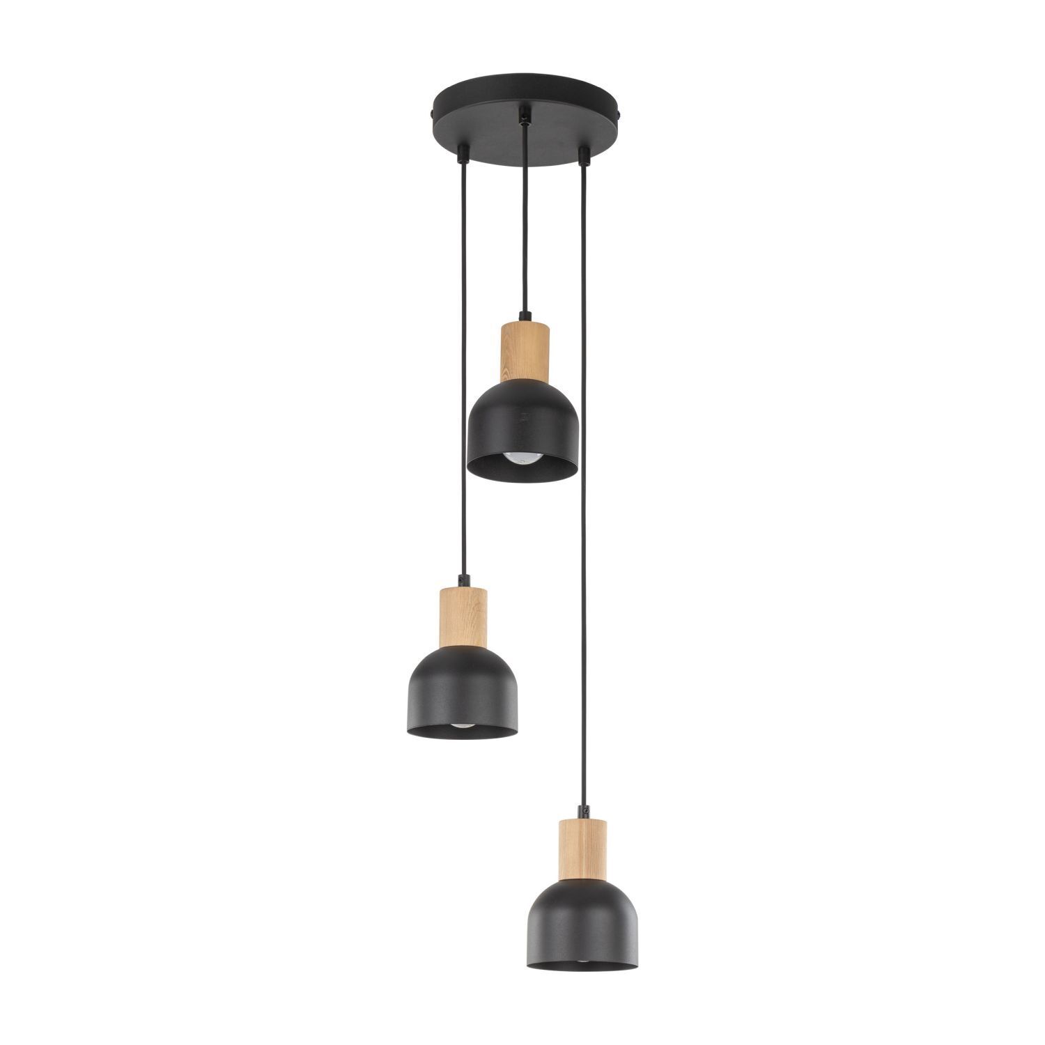 Pendelleuchte Schwarz E27 3-flammig Metall Holz PRESTON Lampe
