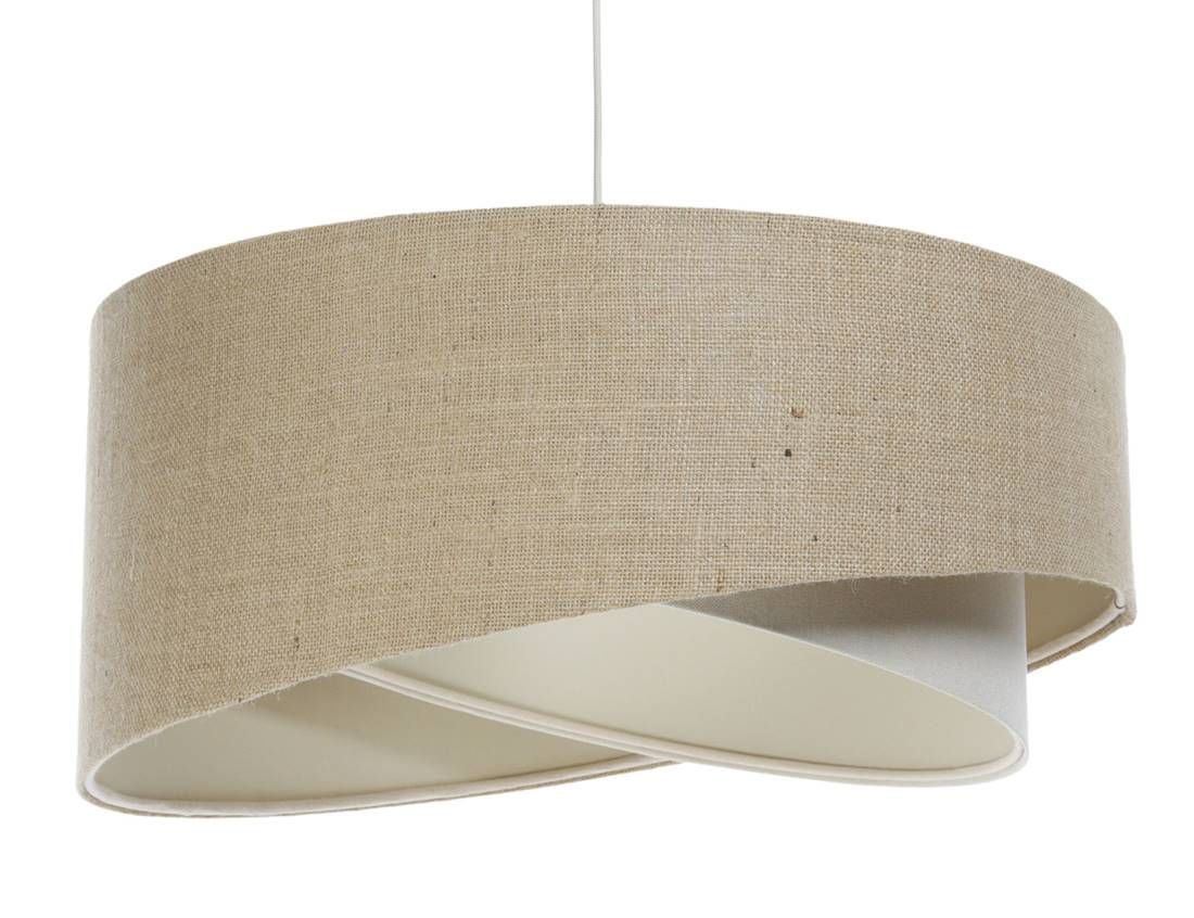 Suspension Abat-jour en tissu rond D : 40 cm Nature Crème Tissu E27