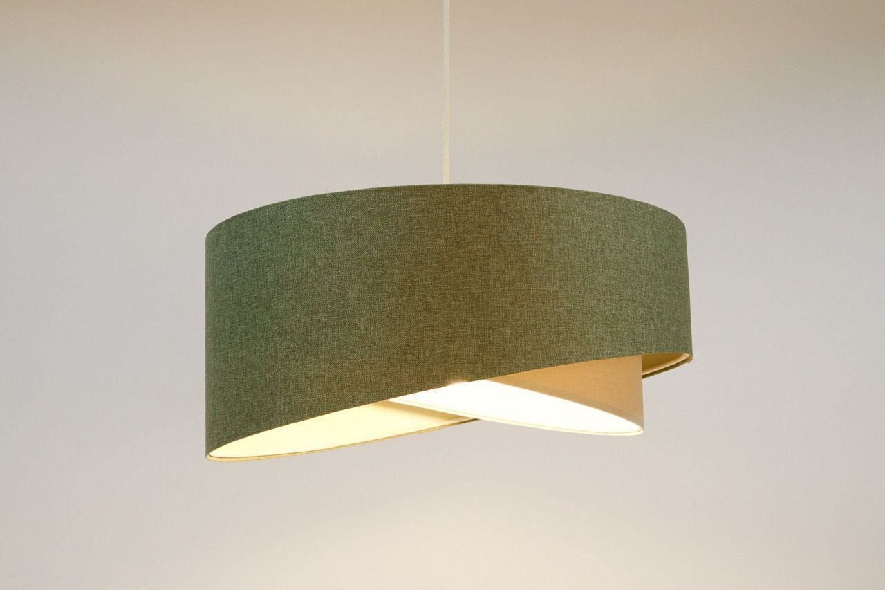 Hängelampe rund D: 50 cm E27 Grün Creme rund verstellbar Lampe
