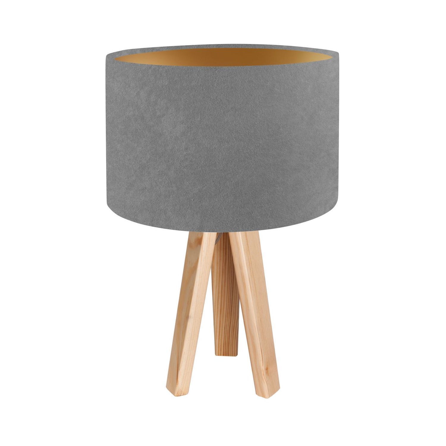 Lampe de table Gris Or Rétro Trépied 46cm Lampe en bois