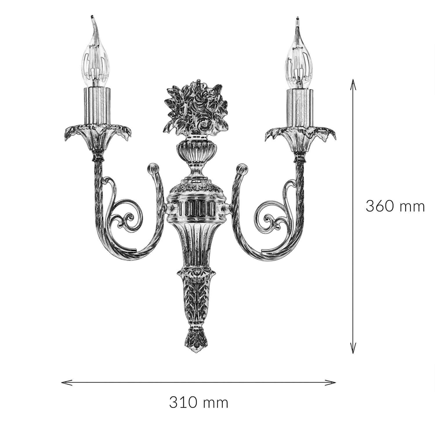 Wandleuchter 2-flmg Weiß aus Echt-Messing Leuchter, Lampe, Dolch, Messer, Waffe
