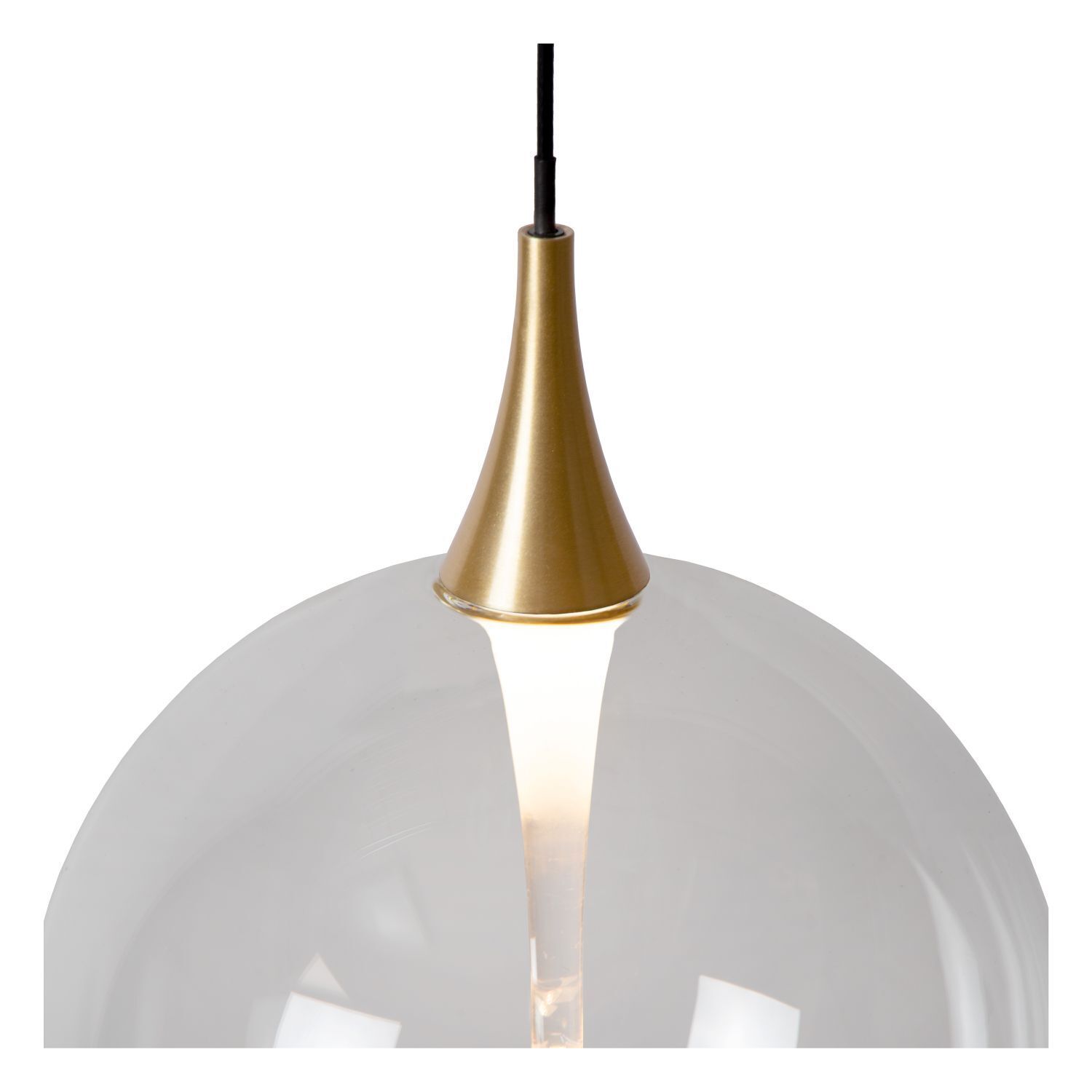 LED Hängelampe Schwarz 5-flammig 2700 K L:48 cm pendant, hängende leuchte, weißer schirm, goldener deckel, kabel pendel