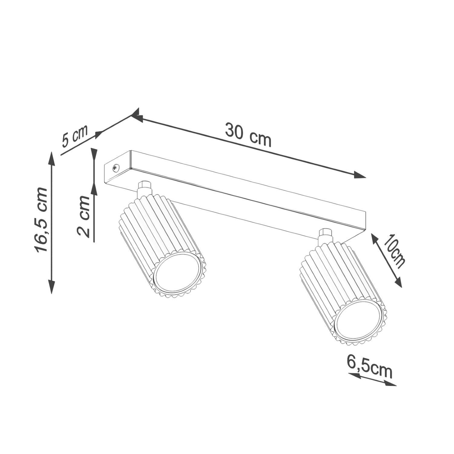 Deckenstrahler Weiß GU10 2-flammig B: 30 cm klein Modern