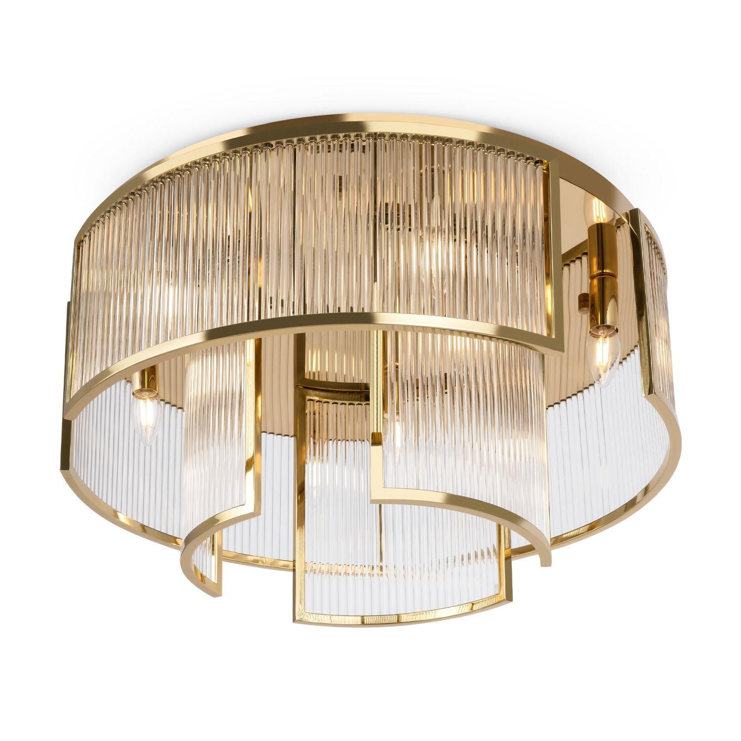 Deckenlampe Metall Glas Ø 65 cm in Gold E14 rund KLARA