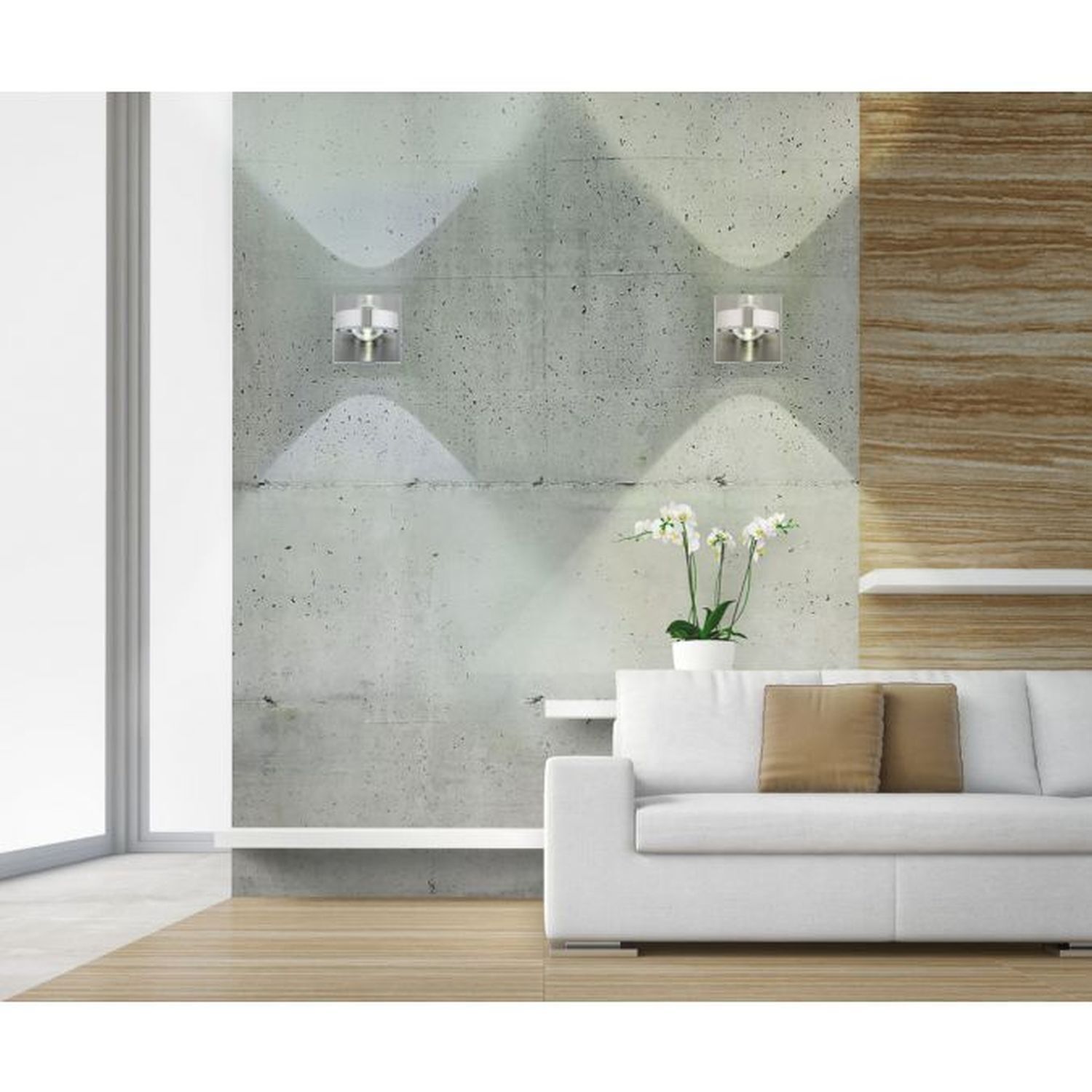 Verstellbare LED Wandspot in Stahl RGB dimmbar T:16 cm Drinnen, Innenarchitektur, Wand, Couch, Holzpaneele