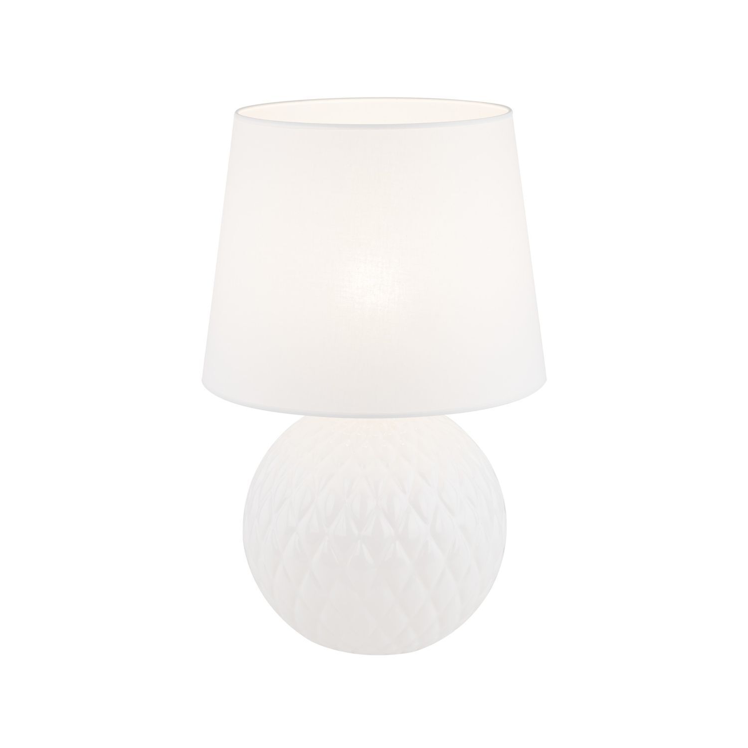 Lampe de table Blanc 60 cm de haut Ø 38 cm Verre Tissu DOLORES