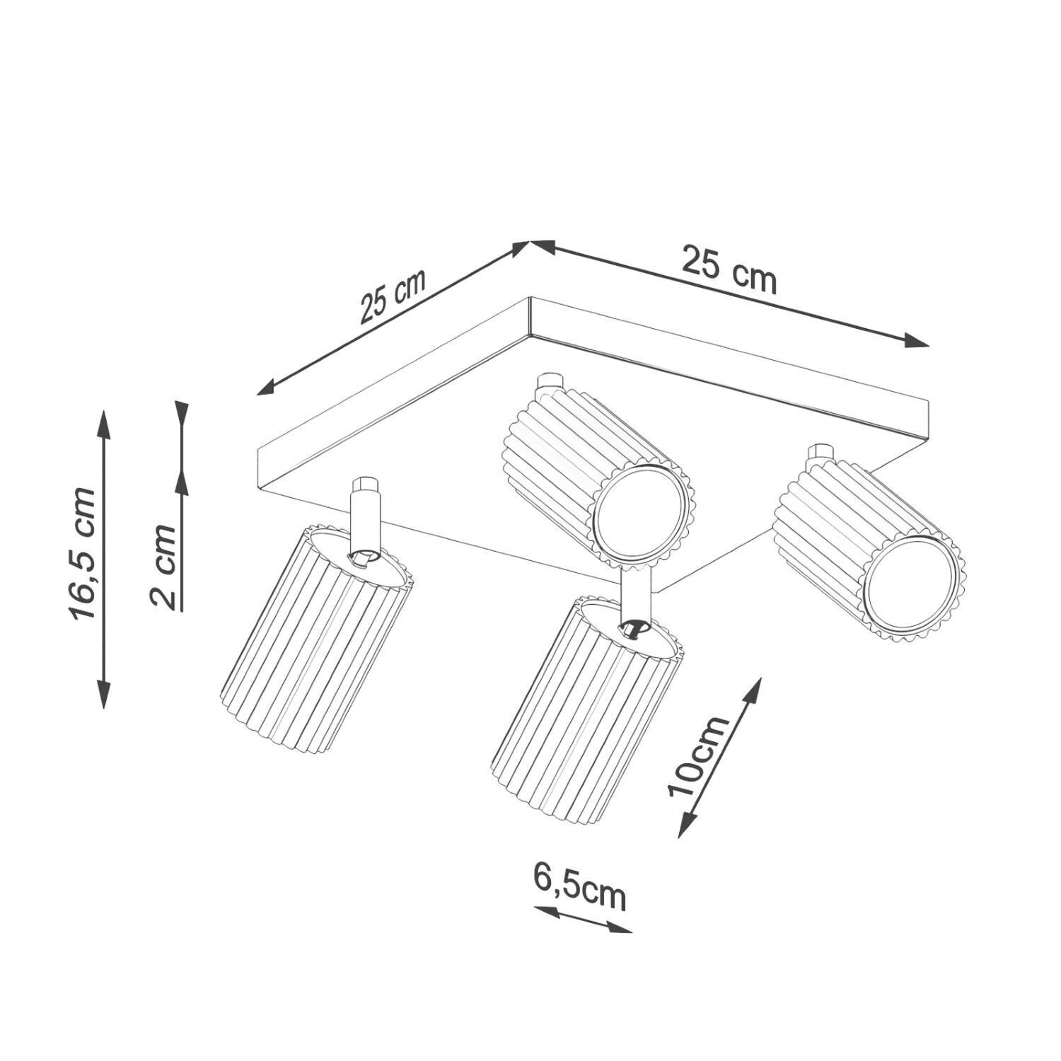 Deckenstrahler 4-flammig GU10 B: 25 cm klein Creme BERTA Diagramm, Handlung