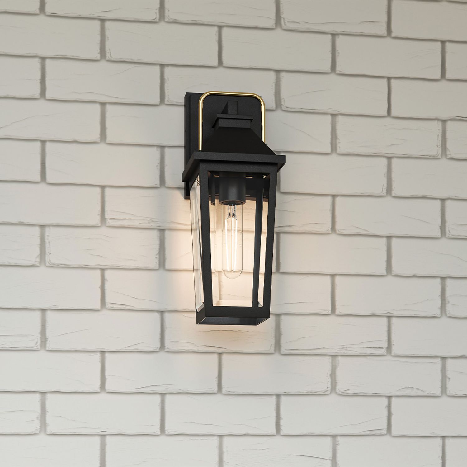 Außenwandlampe Schwarz E27 IP44 H: 37 cm Rustikal Architektur, Gebäude, Mauer, Lampe