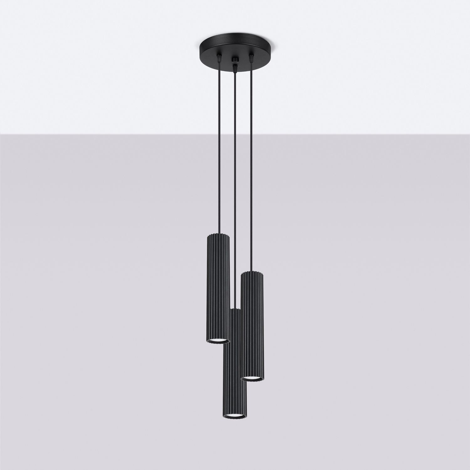 Suspension Noir 3x GU10 étroit Ø 19,5 cm Alu Moderne Suspension Noir 3x GU10 étroit Ø 19,5 cm Alu Moderne