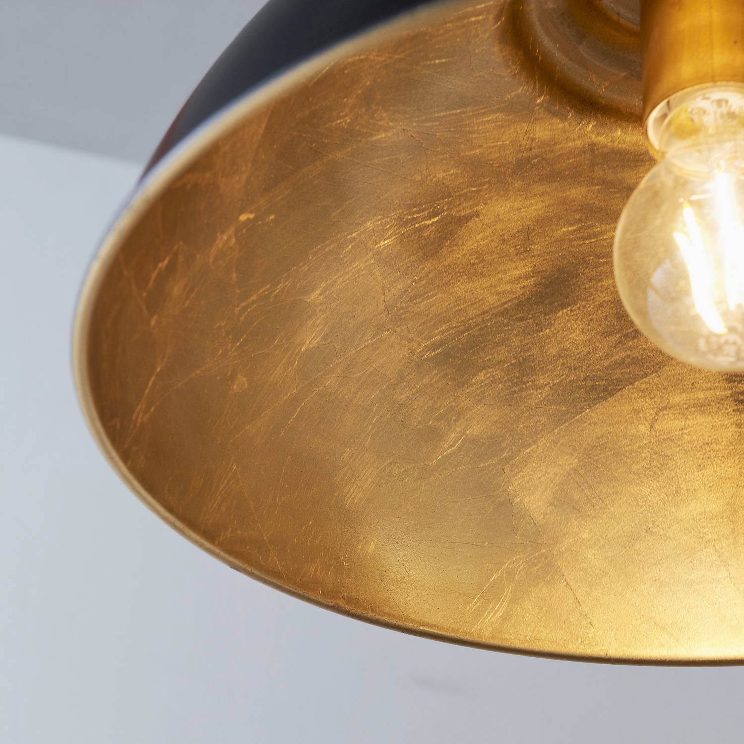 Lampe à suspendre métal D : 34,5 cm en noir or design rétro E27