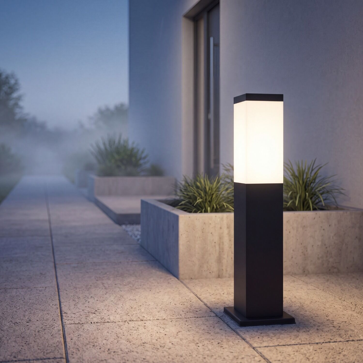 le51400-stehlampe-aussen-modern-ip44-schwarz-weiss-09 Außenlampe, Pfahlleuchte, LED-Lampe, Gartenbeleuchtung, Betonpfosten