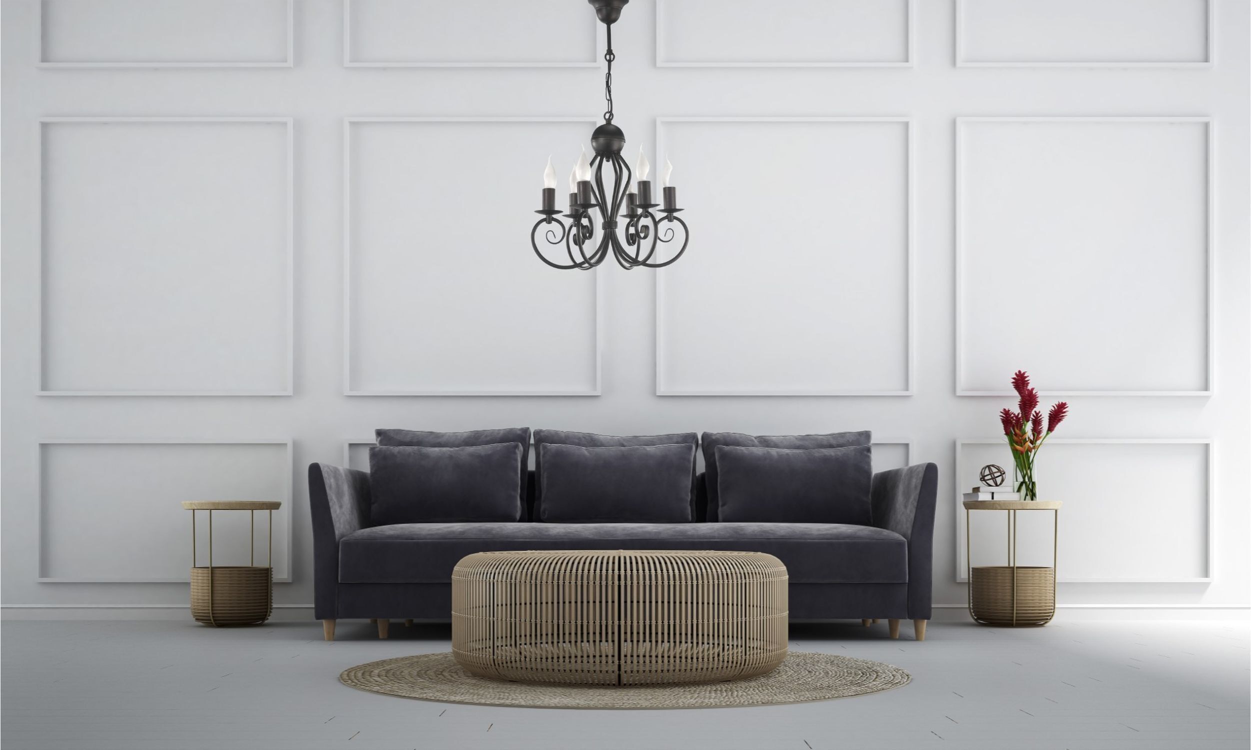 Lustre Vintage Noir E14 6 flammes Classique Innenarchitektur, Kronleuchter, Lampe, Dekoration für Zuhause, Wohnzimmer