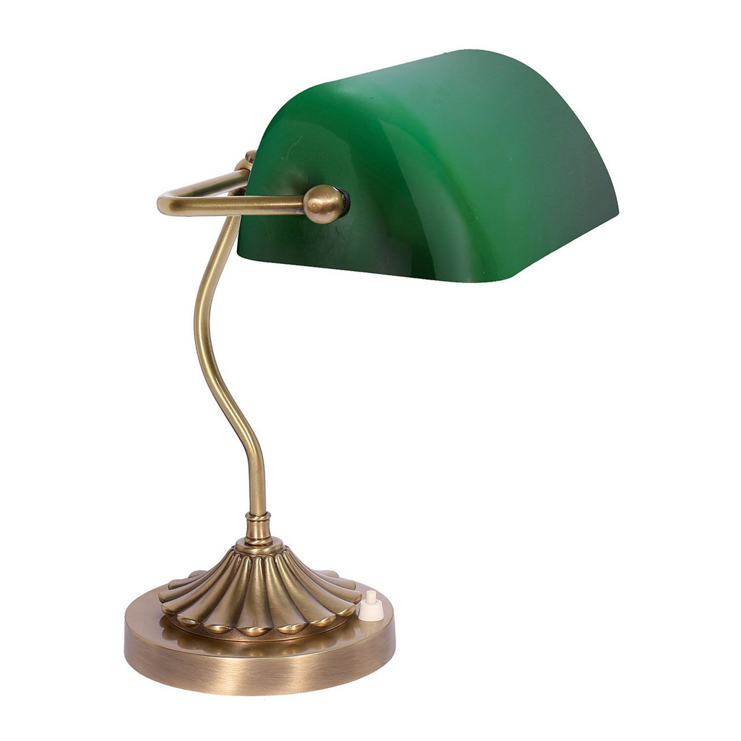 tischleuchte-schreibtischlampe-bankerleuchte-1-flammig-bronze-hell-glaenzend-gruen-jugendstil-1 Tischlampe, Grün, Messing, Schirm aus Metall, Vintage Stil