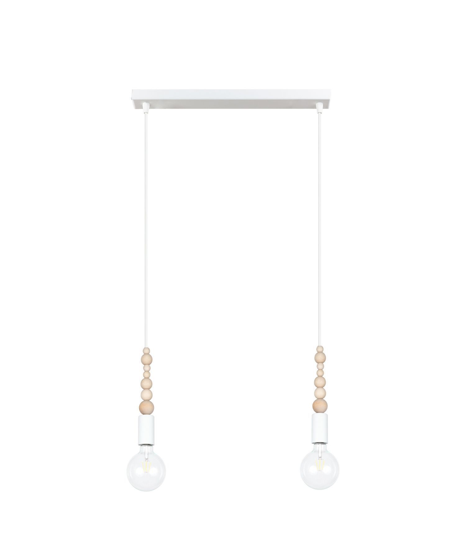 pendant light, hängende lampe, perlen-dekor, duales licht, weiße Deckenplatte