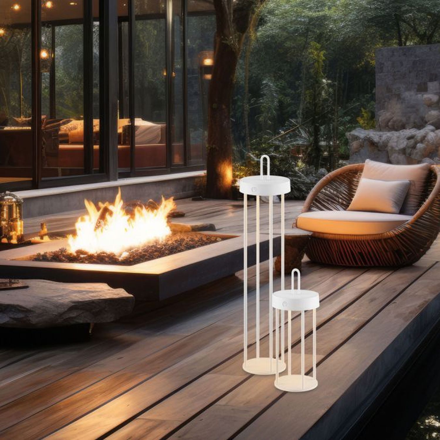 Lampe de table LED rechargeable métal dimmable IP44 2700 K blanc