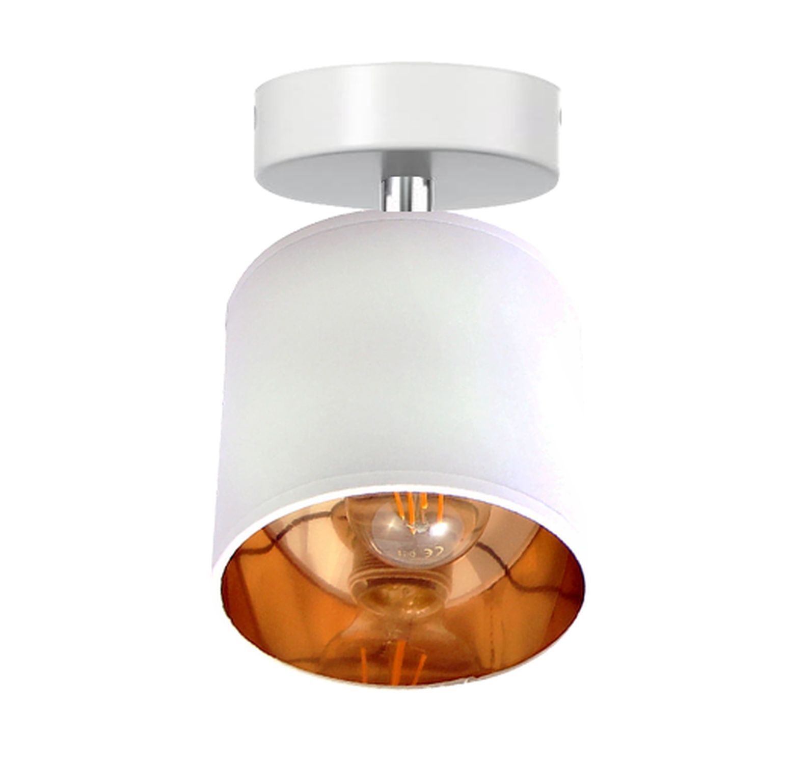 Flexibler Deckenstrahler Stoff E27 blendarm Weiß Gold Deckenleuchte, Lampe, Edison-Lampe, Glühbirne, Industrial-Lampe