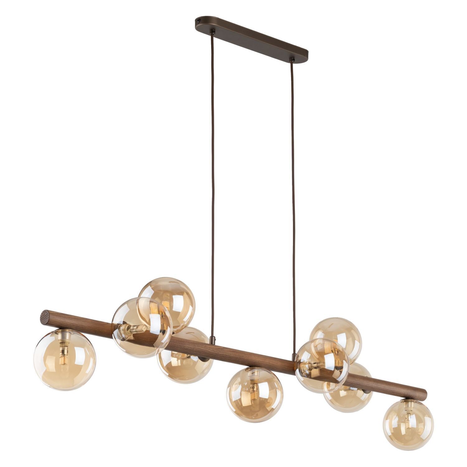 Pendelleuchte Holz zeitlos 117 cm Braun G9 Glas modern Hängeleuchte, Glühbirnen, Holzoptik, Beleuchtung, Kette