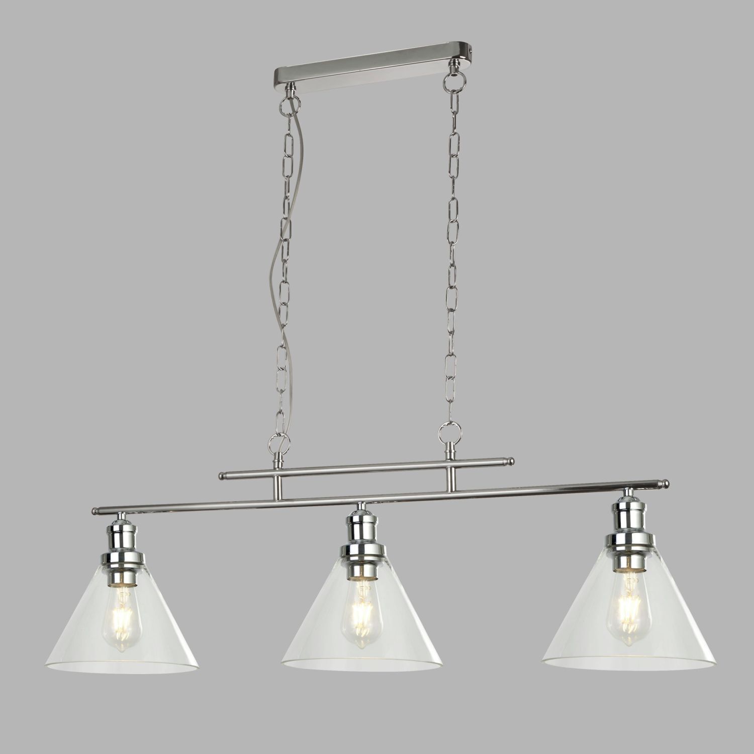 Lampe à suspendre 3 flammes chrome clair E27 design vintage