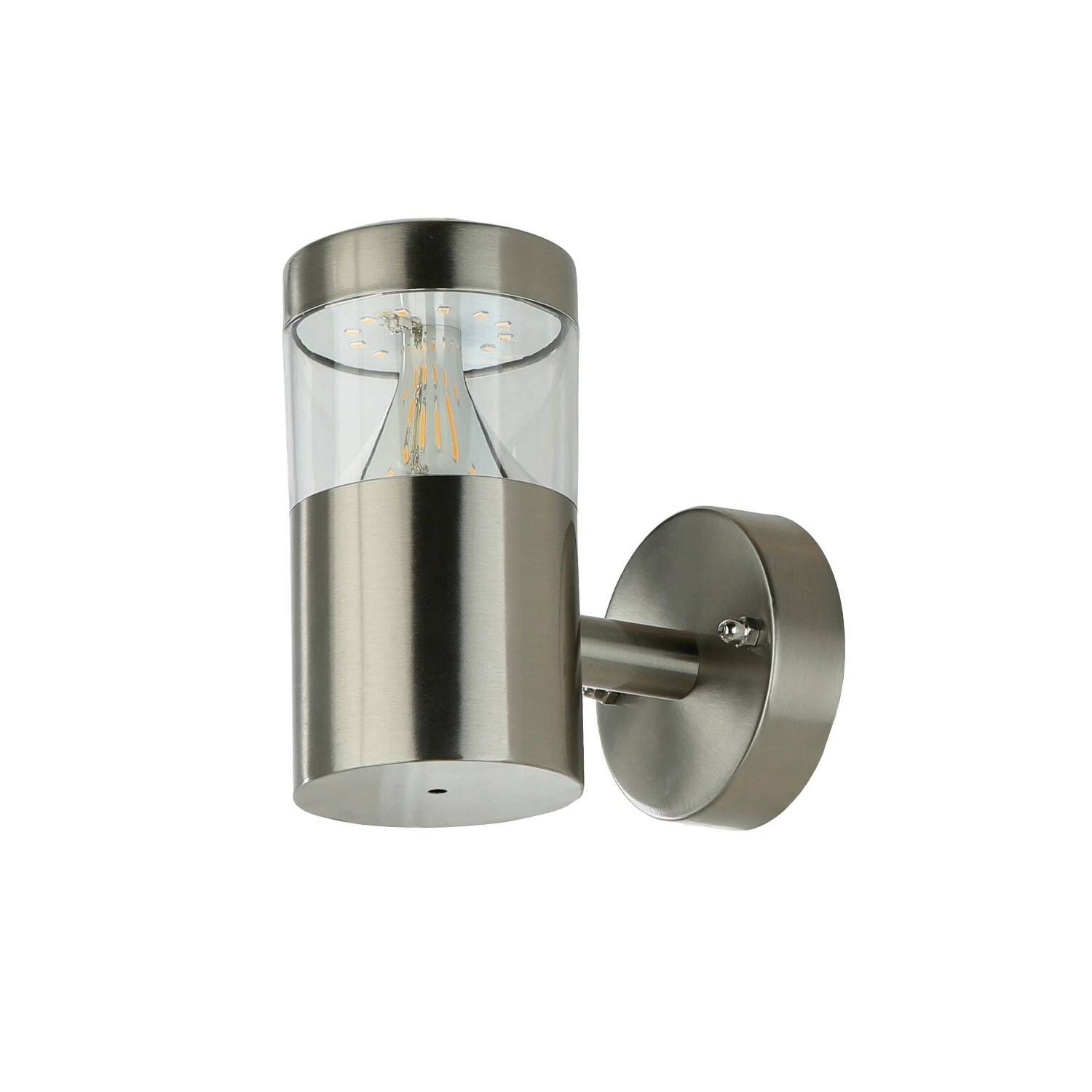 Wandlampe, Wandleuchte, Edelstahl, Glasabdeckung, LED-Filamente