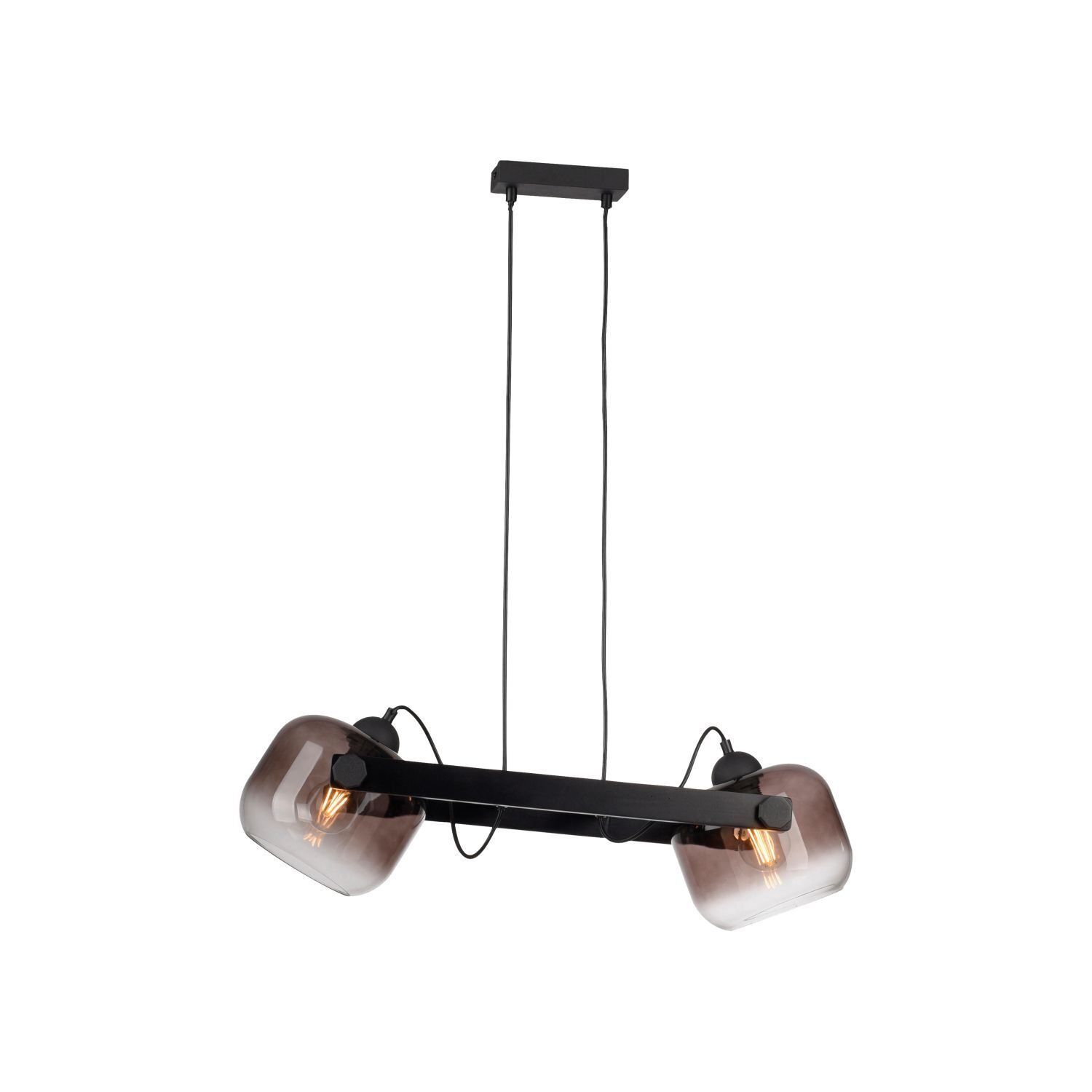 Lampe à suspendre verre métal E27 68 cm 2 flammes orientable
