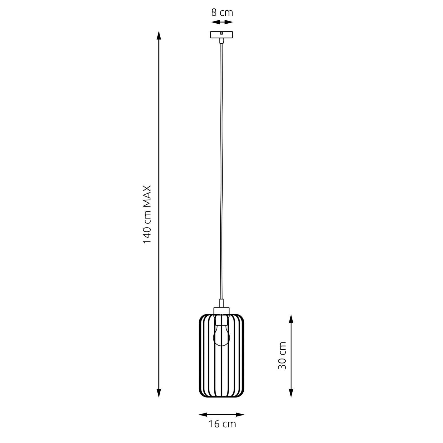 Suspension stylée Noir Or Métal E27 L:16 cm
