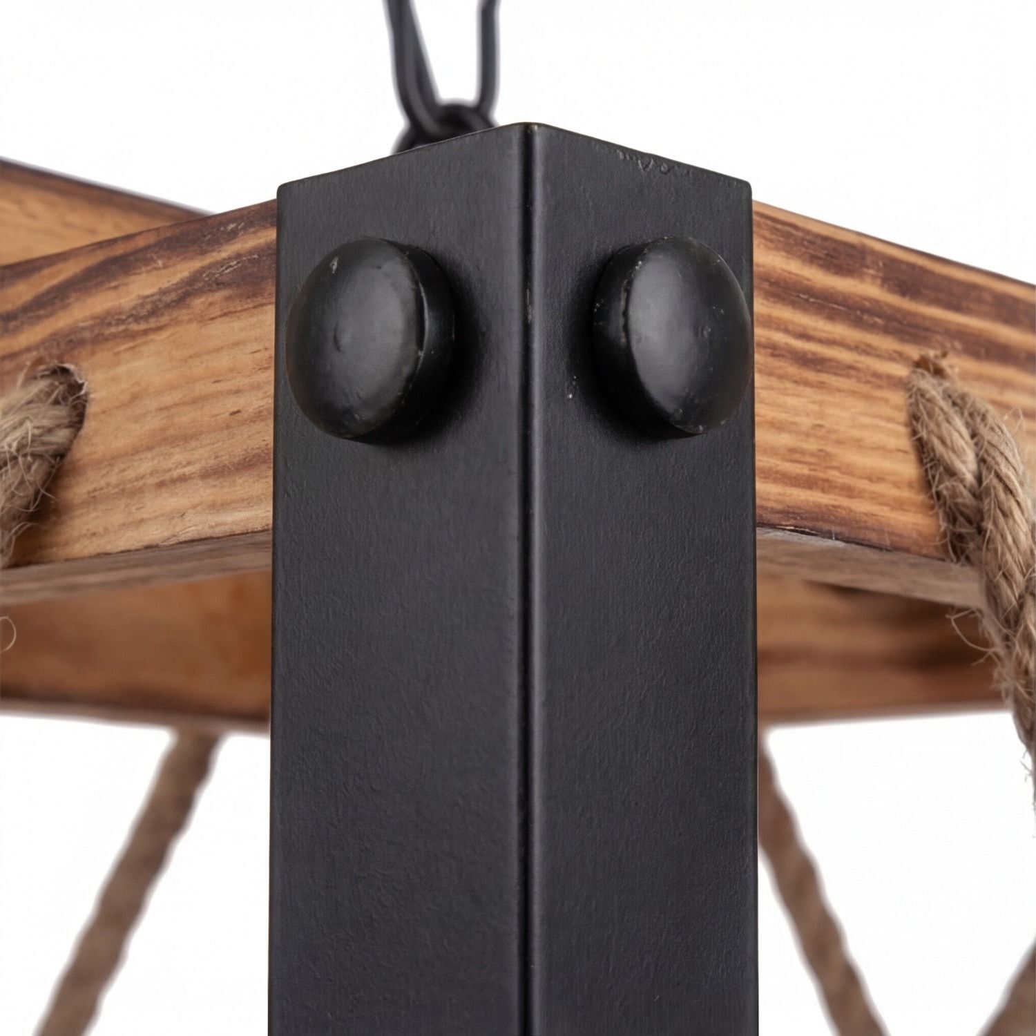 Hängeleuchte Metall Holz E27 20 cm breit H: max. 85 cm pendant, Beleuchtung, Holz, Metall, Kordel