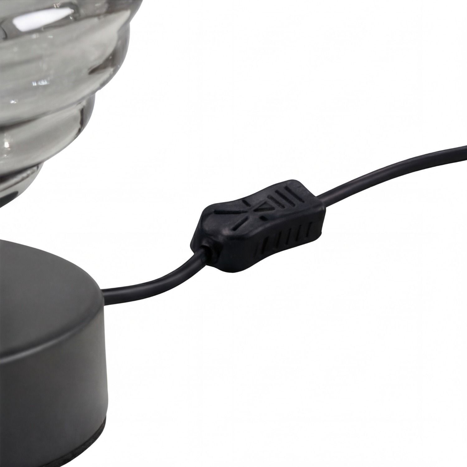 Tischlampe Rauchglas Metall Schwarz E27 16,5 cm Ø18 cm Lampe, Kabel, Netzteil, Stecker, Lichtquelle