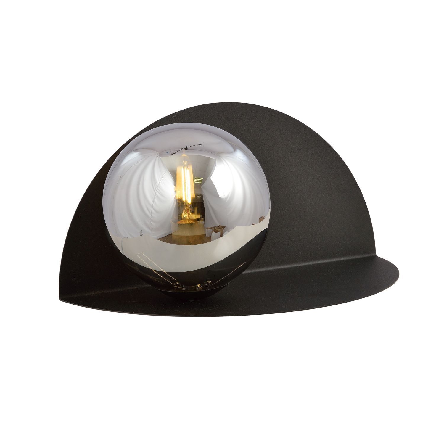 Wandlampe Rauchglas Metall B: 30 cm Schwarz Graphit E14 Beleuchtung, Licht, Schutzhelm, Helm, Lampe