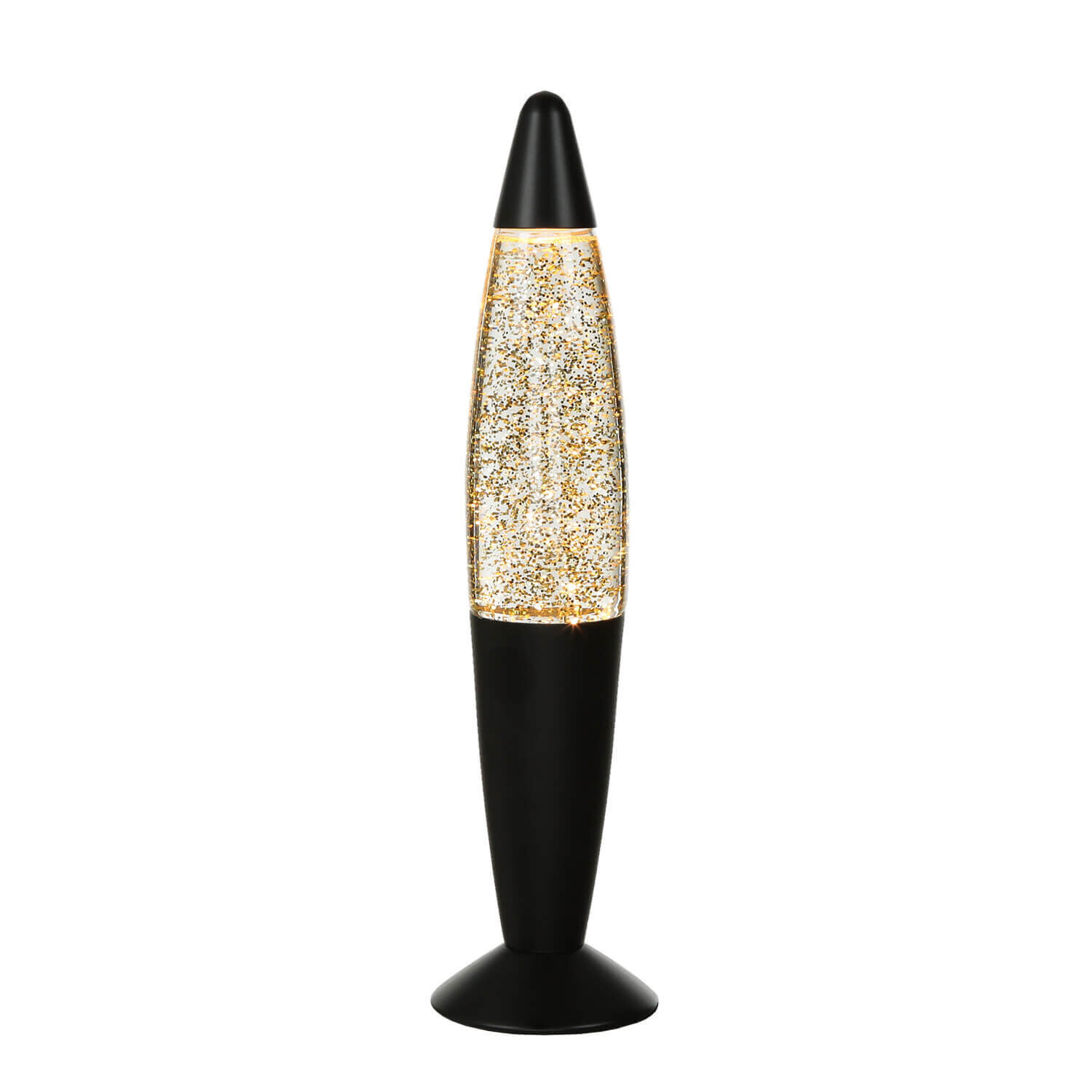 Glitter Lavalampe Schwarz Gold 36 cm Retro TIMMY Lampe, Munition, Kugel, Waffe