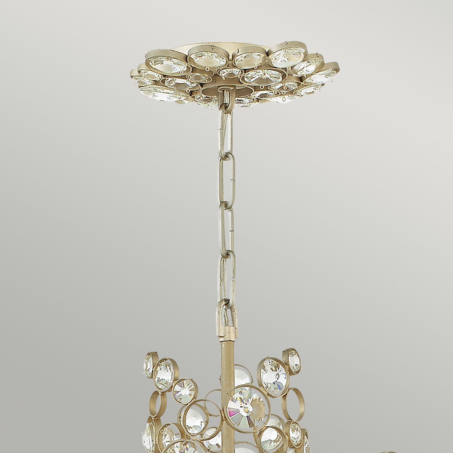 Hängelampe Kristall Metall in Blattsilber verstellbar Leuchter, Lampe