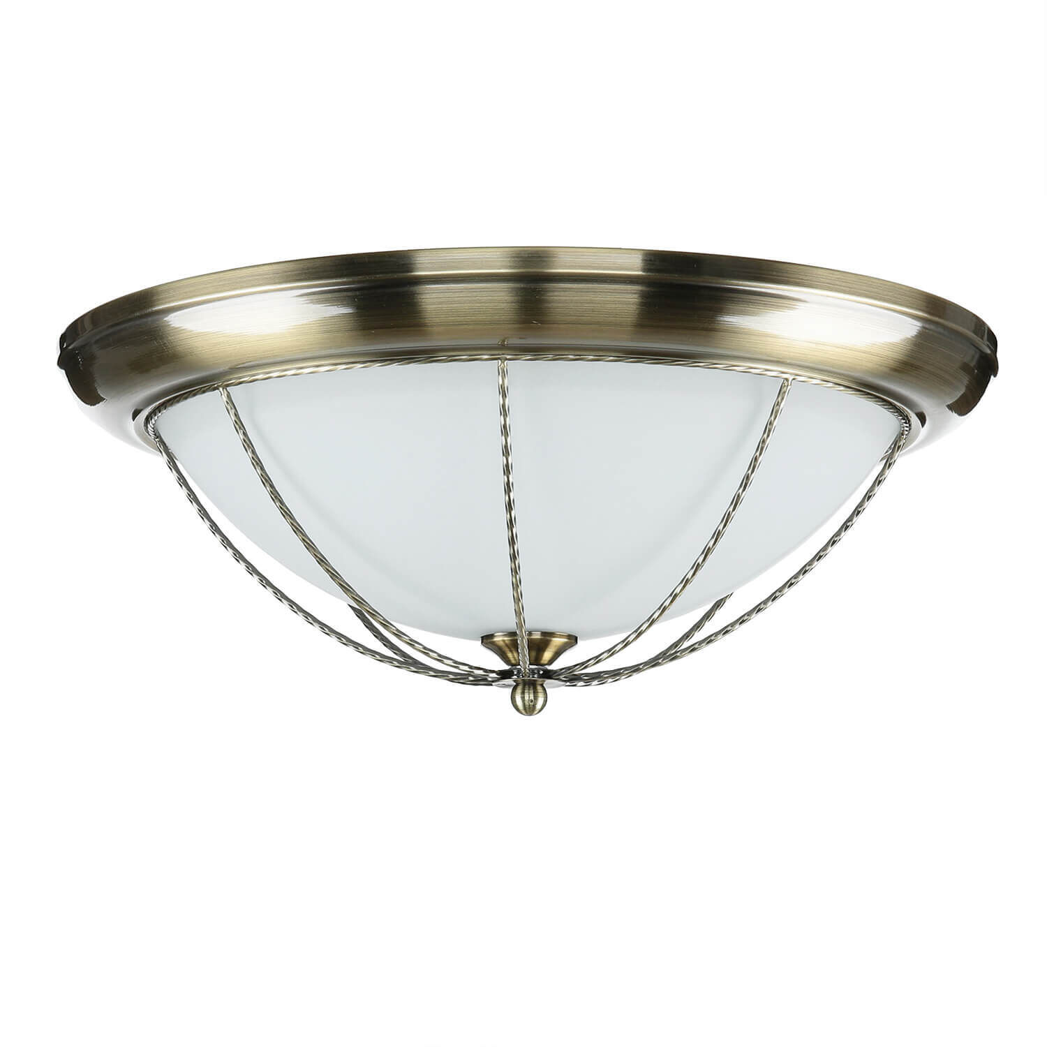 Runde Deckenleuchte E27 SUDAN mit Glasschirm Messing Optik Deckenleuchte, Leuchte