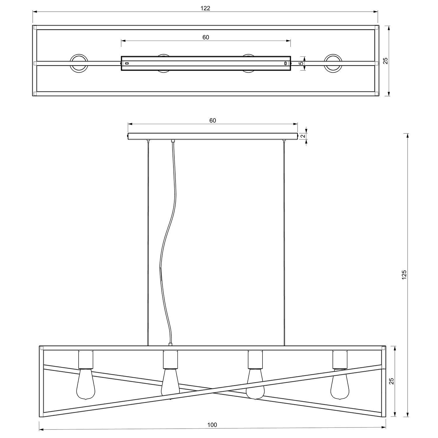 Lange Hängelampe Metall Schwarz E27 100 cm Industrial Diagramm, Handlung