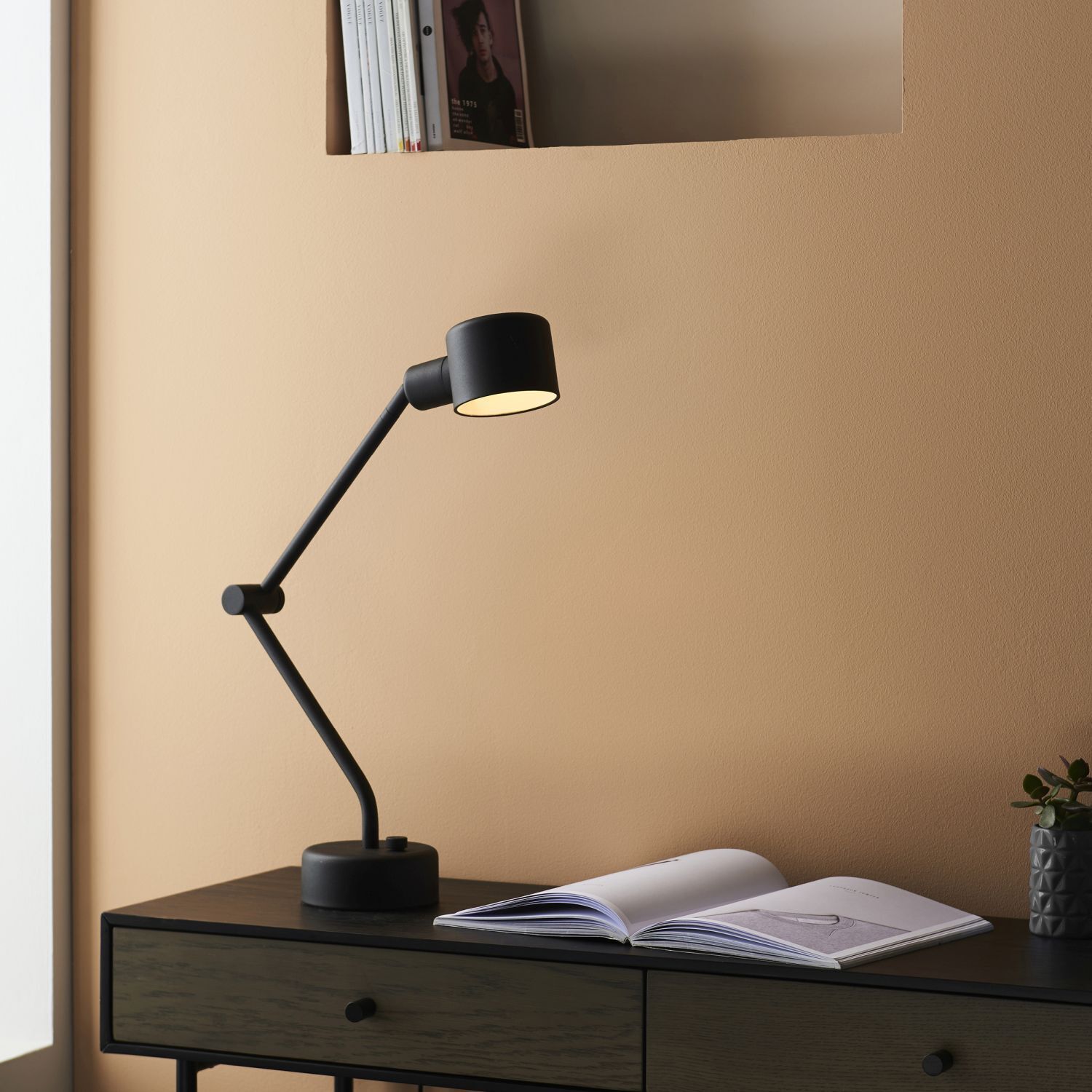 Schreibtischlampe Schwarz verstellbar H: 69 cm E14 Modern