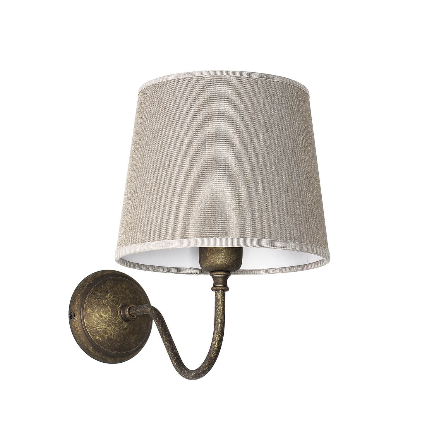 Applique en laiton véritable avec abat-jour en tissu beige Lampe, Lampenschirm