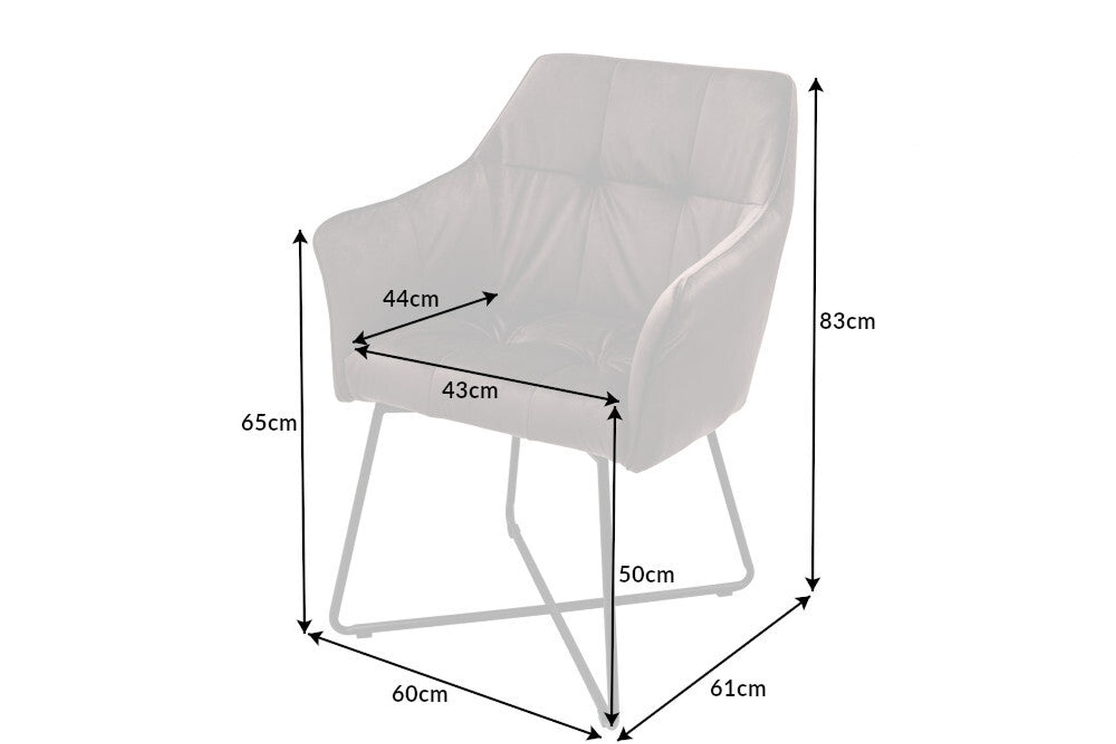 Chaise de salle à manger velours métal brun noir avec accoudoirs Moebel, Stuhl
