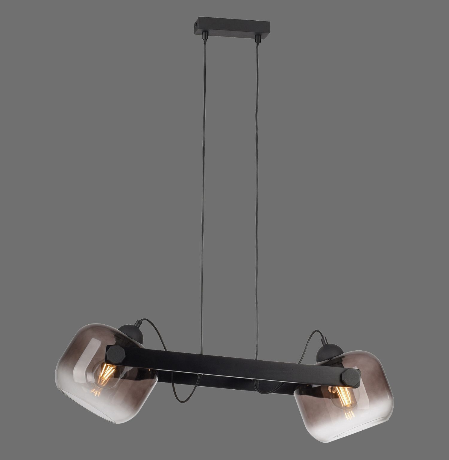 Lampe à suspendre verre métal E27 68 cm 2 flammes orientable