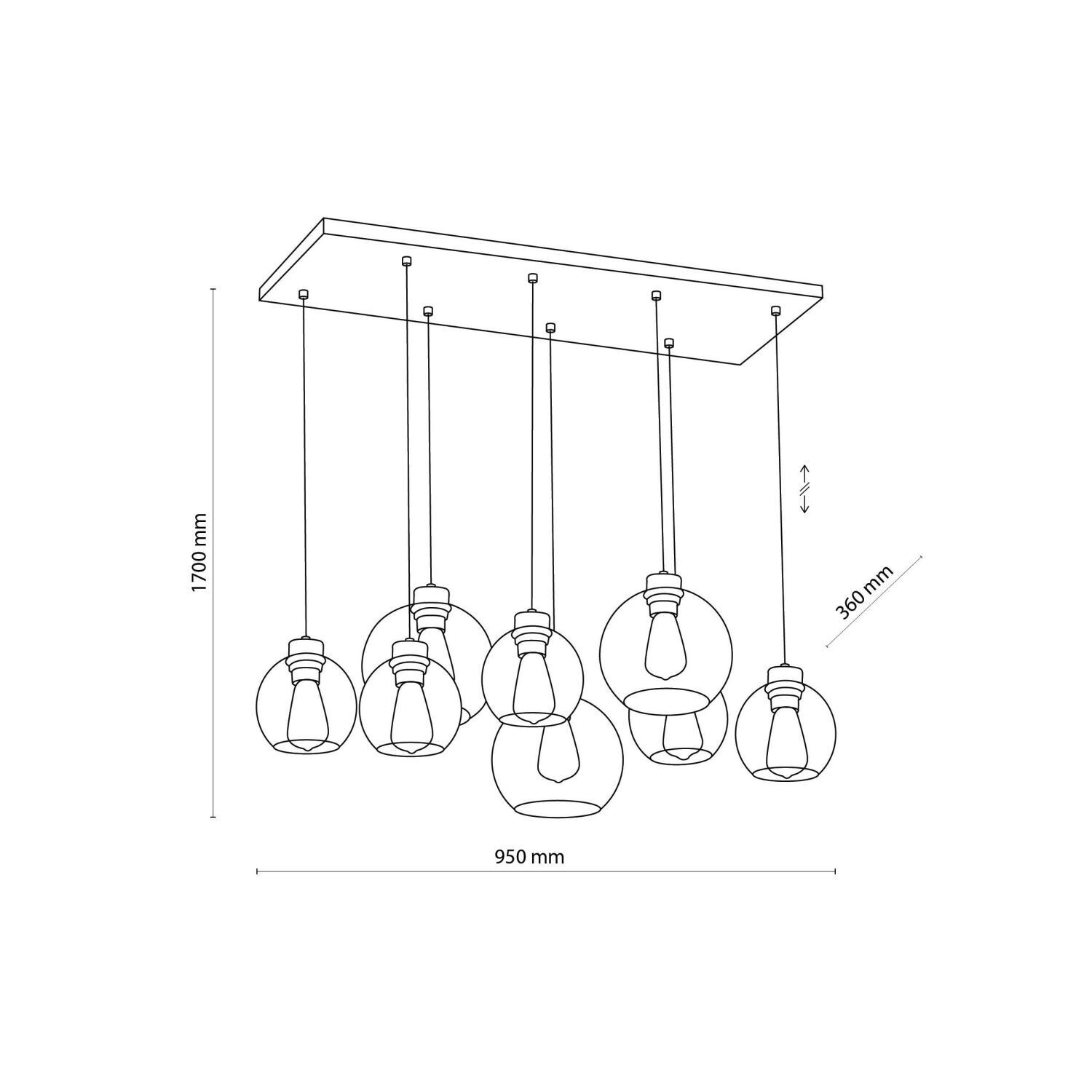 Pendelleuchte Schwarz Graphit 8xE27 Esstisch Lampe