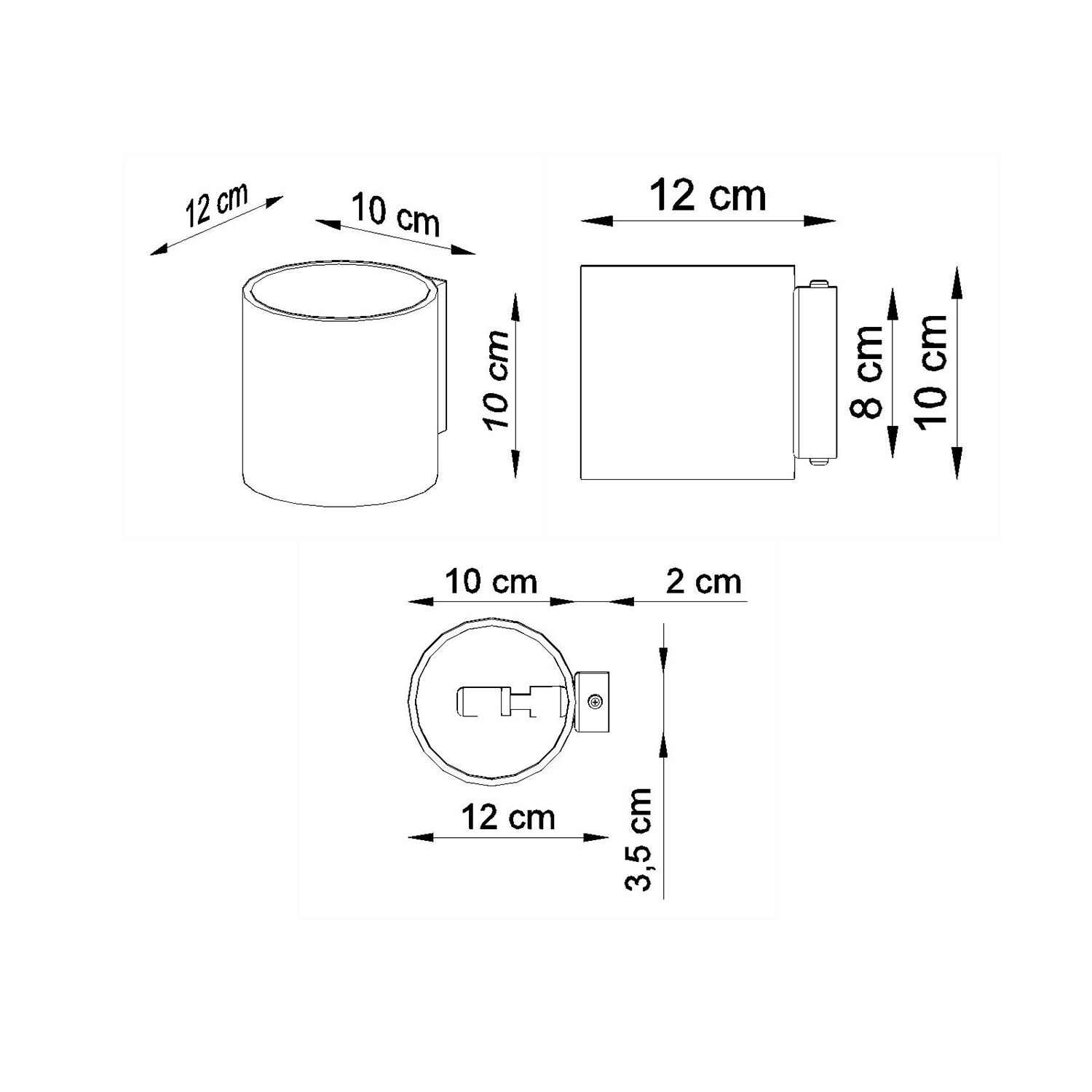 Beton Wandleuchte Up Down rund H: 10 cm klein G9 LED