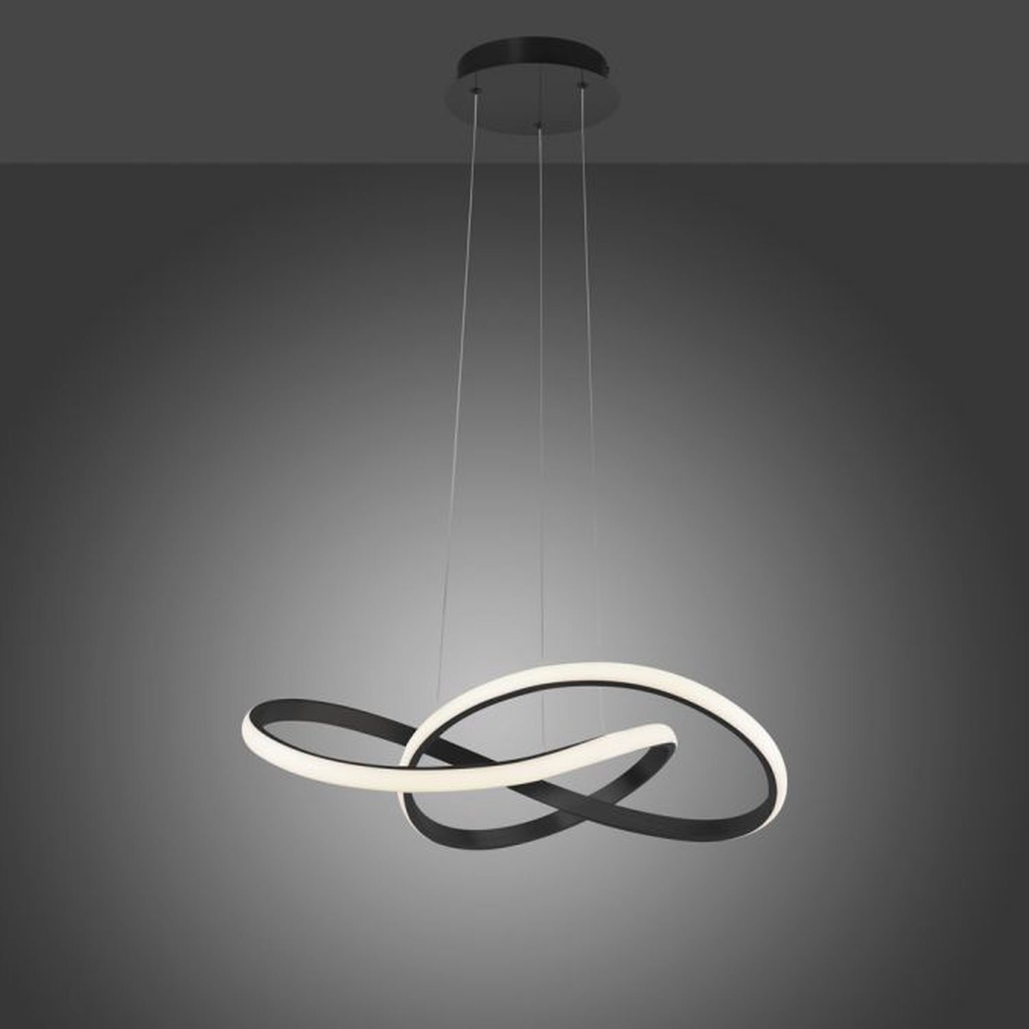 Dimmbare LED Hängeleuchte Metall Schwarz 3000 K L:57 cm Leuchter, Lampe