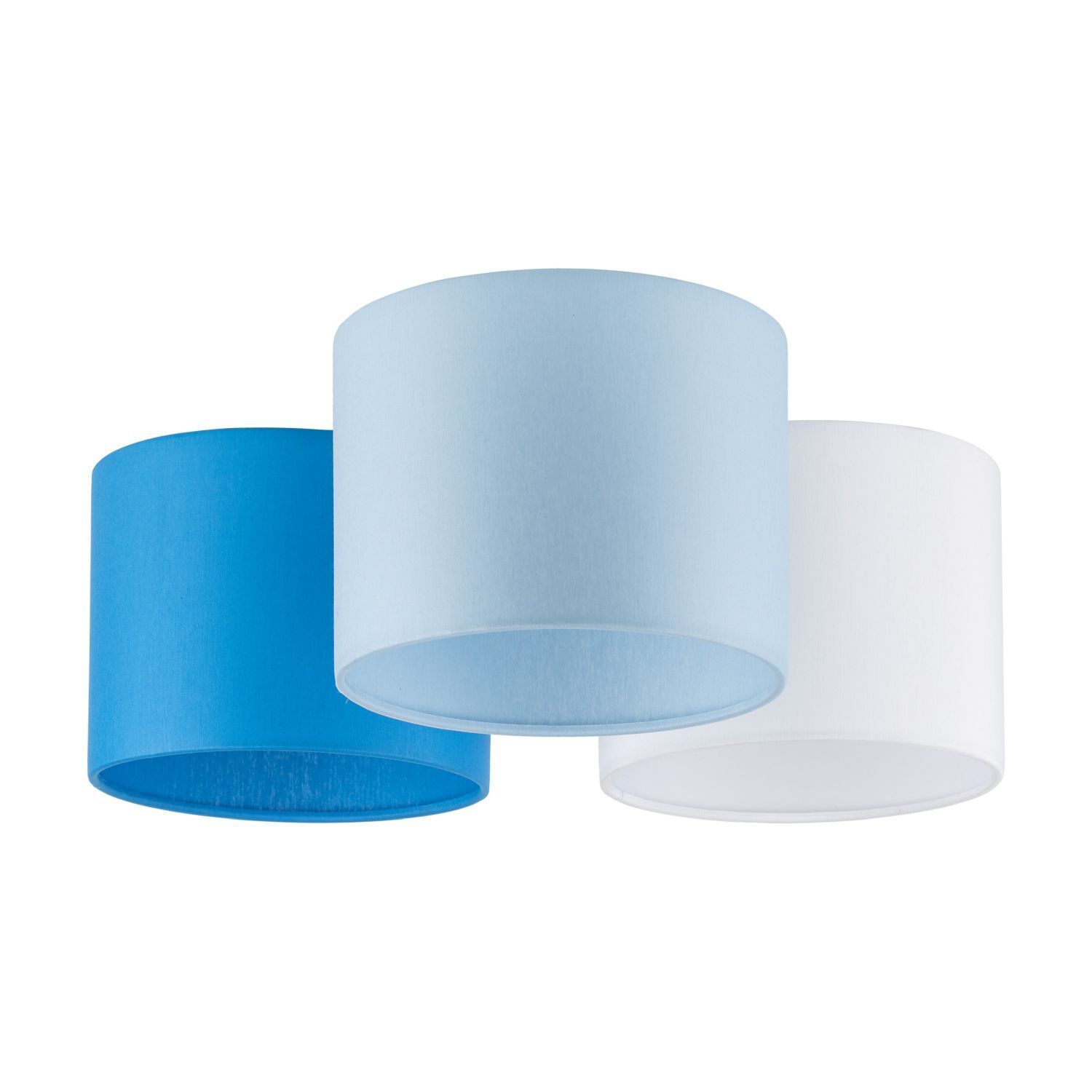 Kinderzimmerlampe Blau Weiß 3-flammig Stoff E27 Decke Zylinder