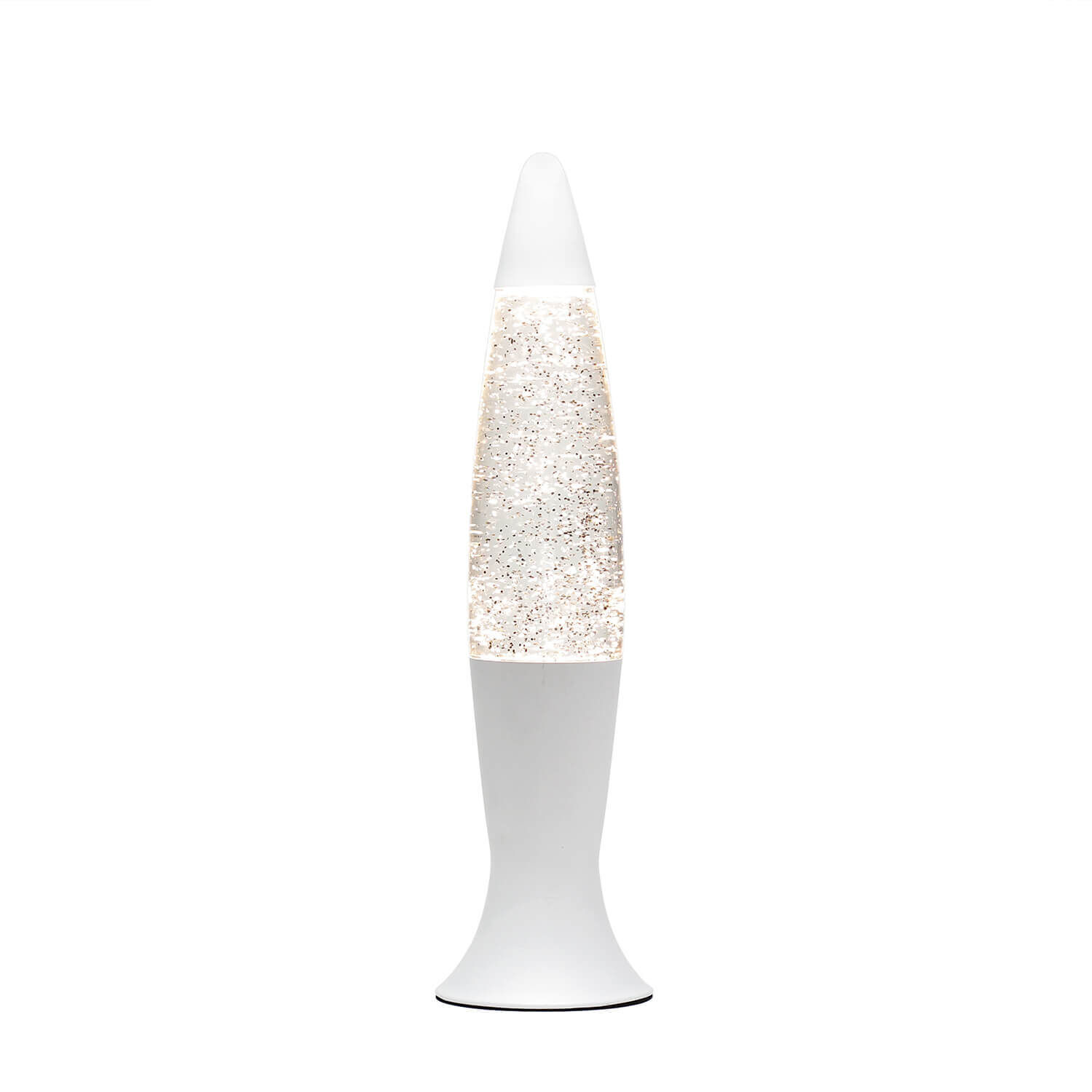 Elégante lampe à lave ANGELINA Blanc Argent Paillettes 40cm