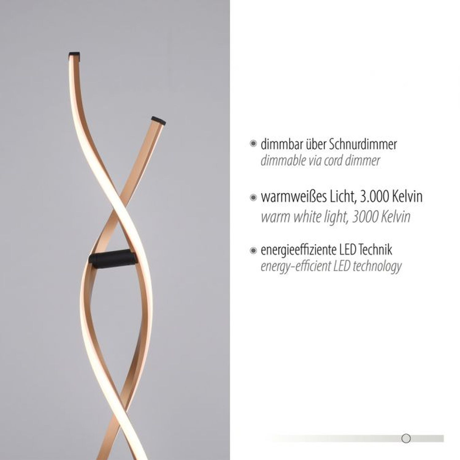 LED Stehlampe dimmbar Metall H:134 cm 3000 K 3128 lm