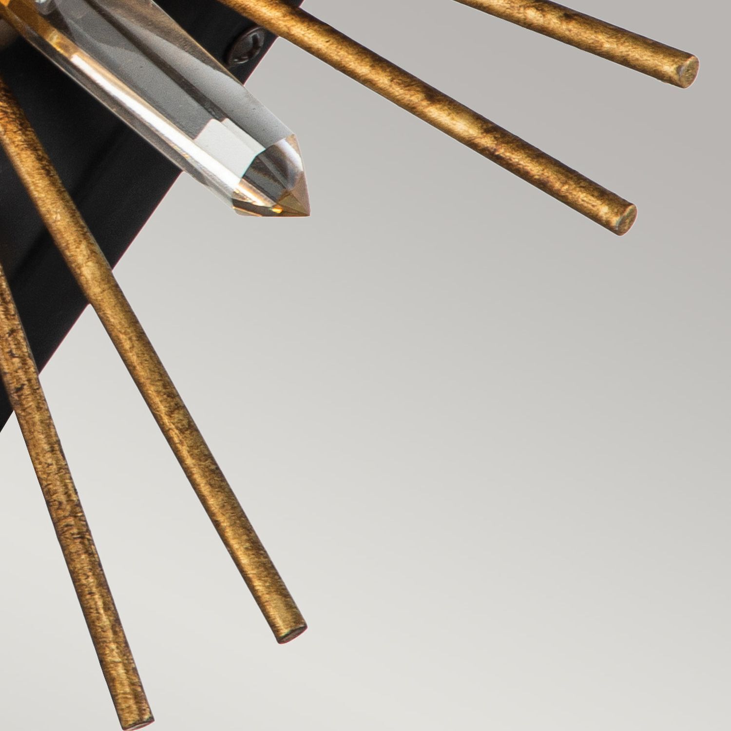 Wandleuchte Kristall Metall E14 B: 31,8 cm in Gold Schwarz Bleistift, goldene Stäbchen, Metallstangen, Kristallspitze, spitze Kante