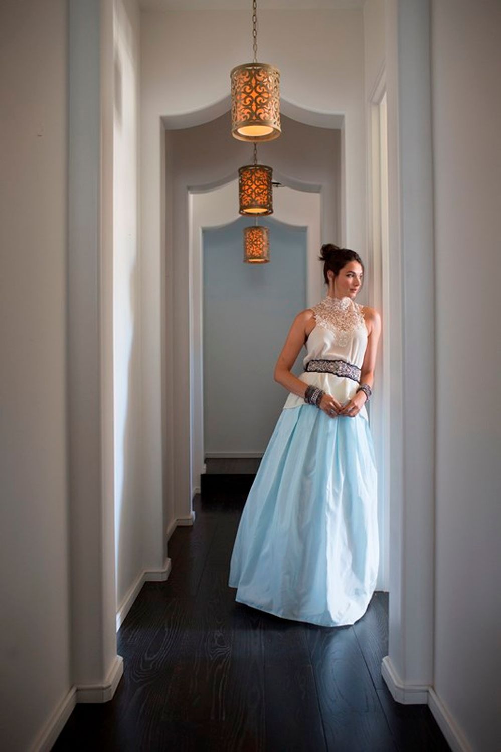 Pendelleuchte ADORNO Metall Leinen Vintage Design Kleid, Formelle Kleidung, Hochzeitskleid, Abendkleid