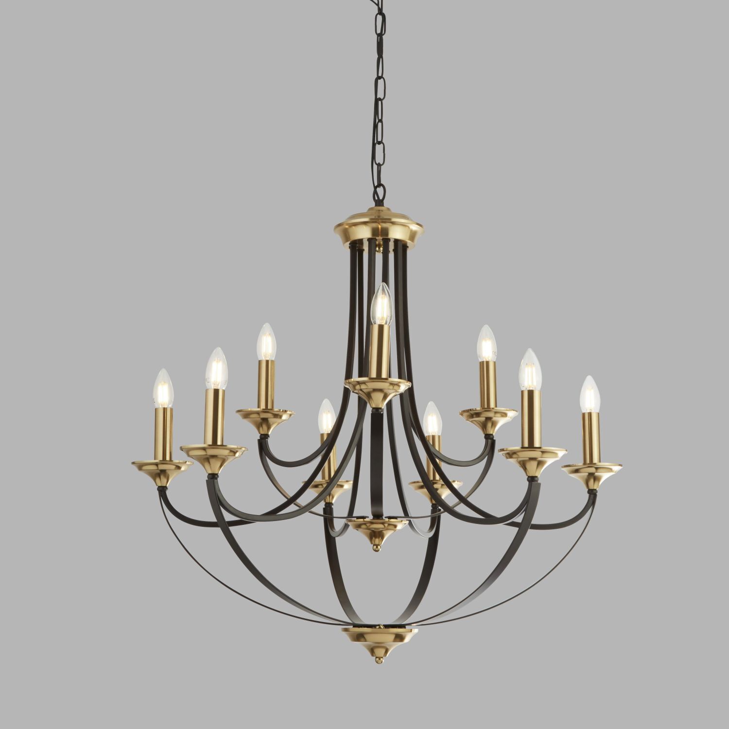 Lustre métal Ø 78 cm 9 flammes E14 en bronze JORGE