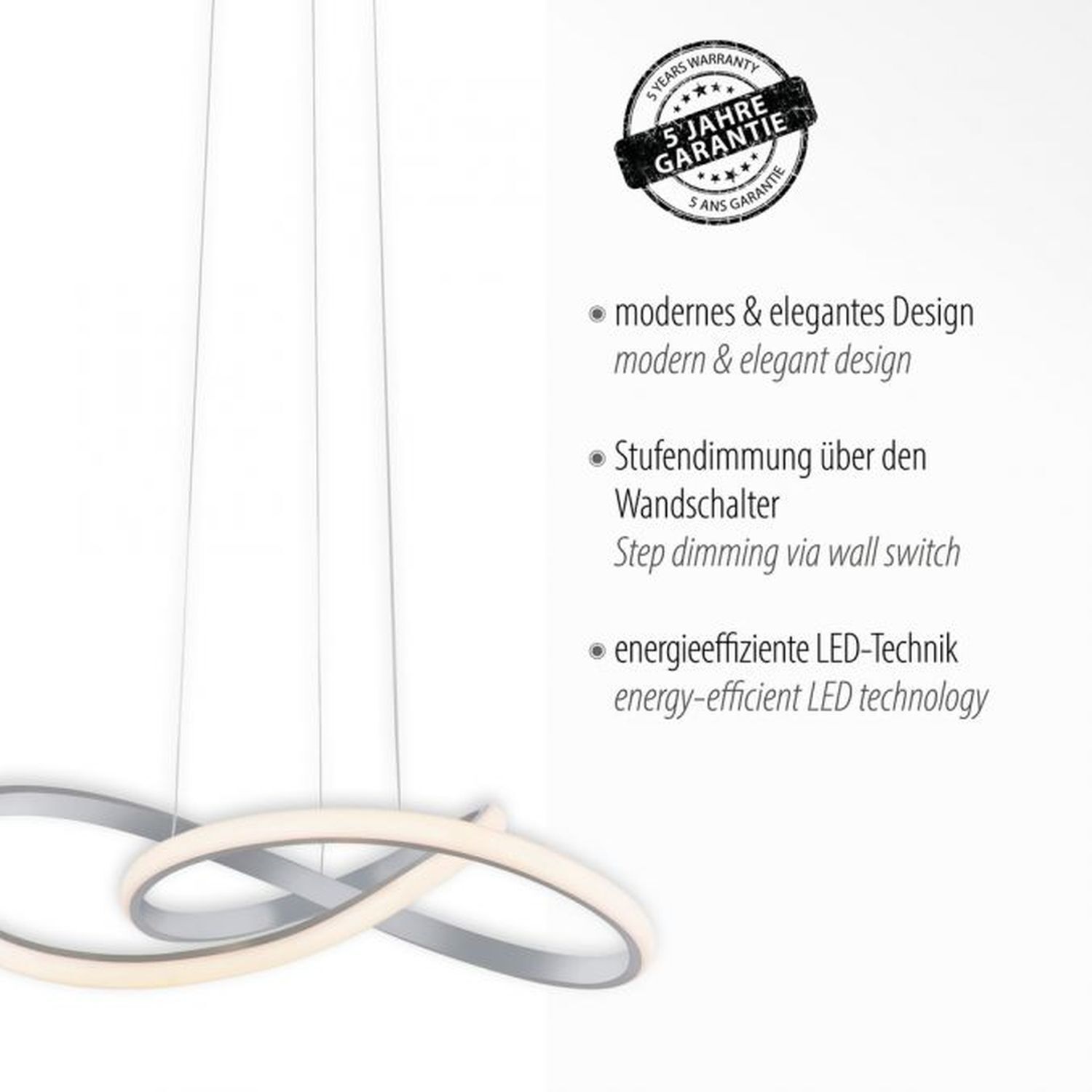 Dimmbare LED Pendelleuchte in Aluminium 3000 K L:57 cm