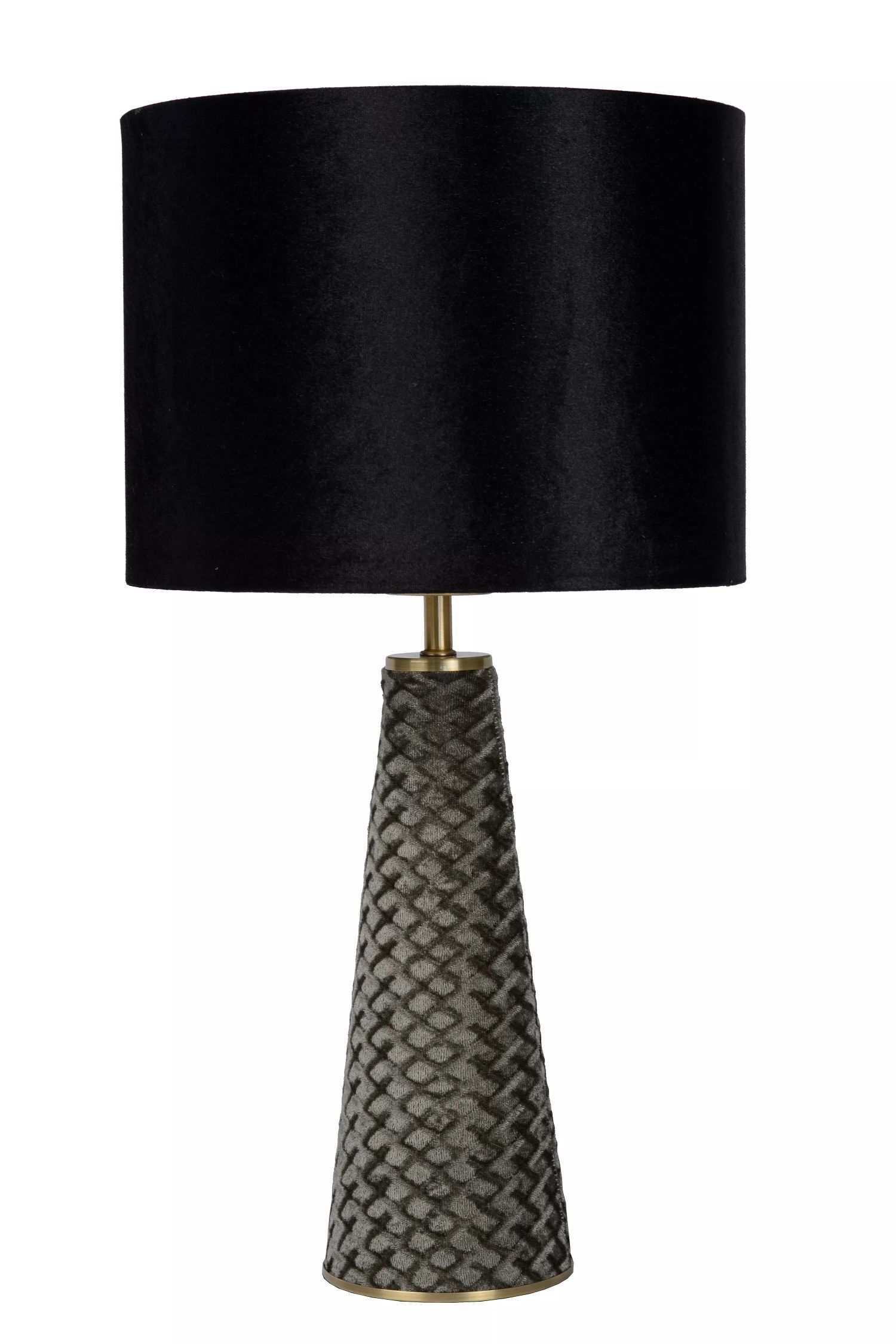 Tischleuchte Modern Stoff Metall Grau Schwarz E27 47 cm Lampe, Tischlampe, Lampenschirm