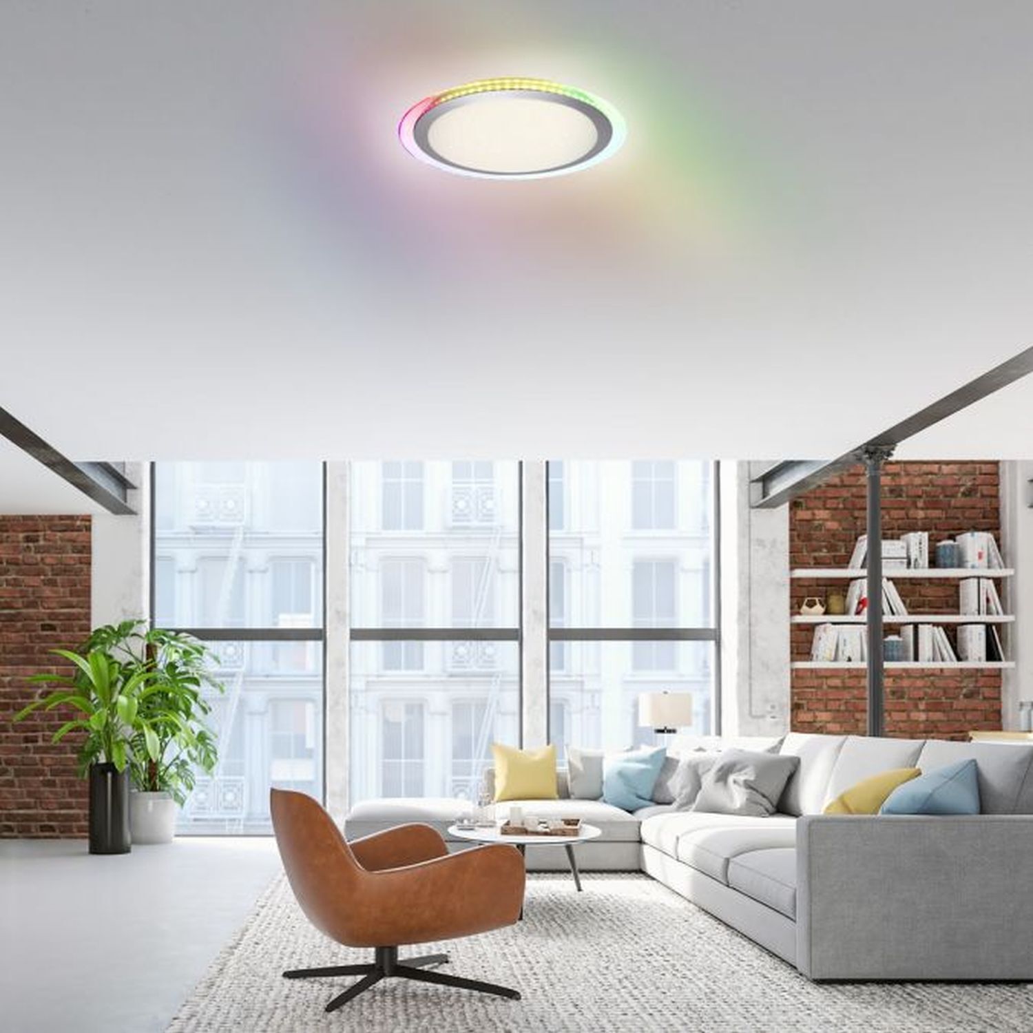 Lampe de plafonnier LED Rainbow RGB Dimmer Ø45 cm Télécommande Drinnen, Wohnzimmer, Zimmer, Dekoration für Zuhause, Innenarchitektur